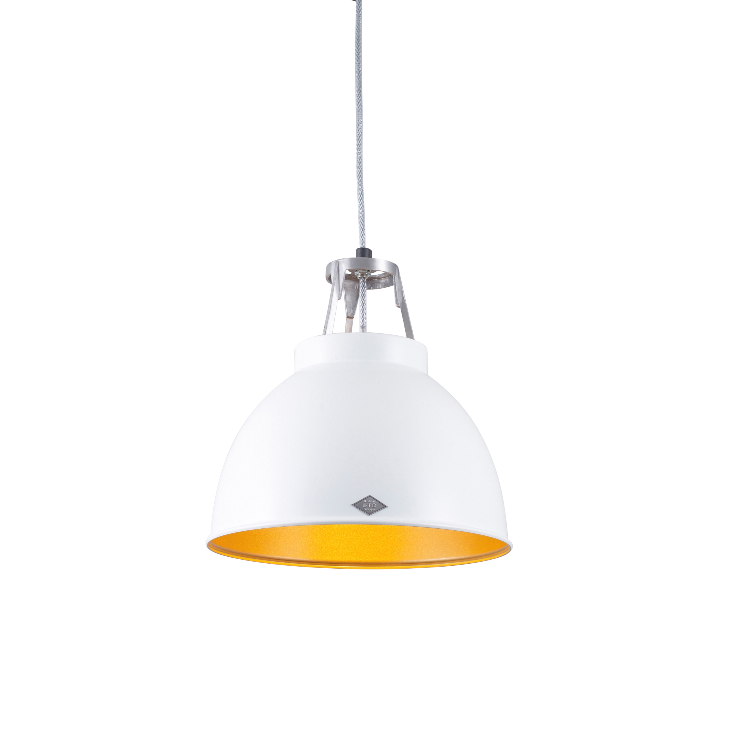 Mostrar el producto Titan Size 1 Pendant Light, White/Gold Interior del fabricante Original BTC