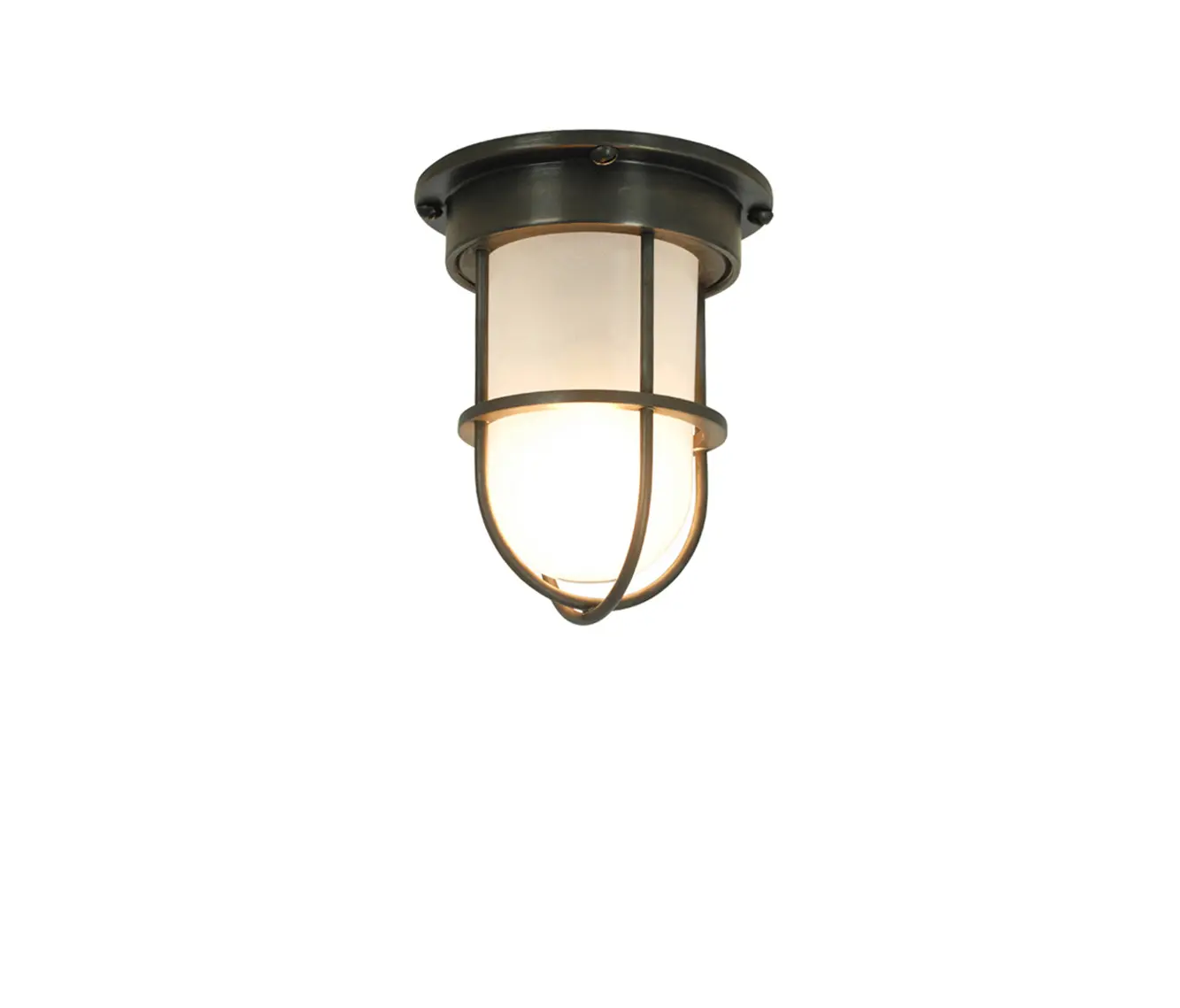 Original BTC - Mini Ship's Companionway Light & Guard, Weather Brass, Frost