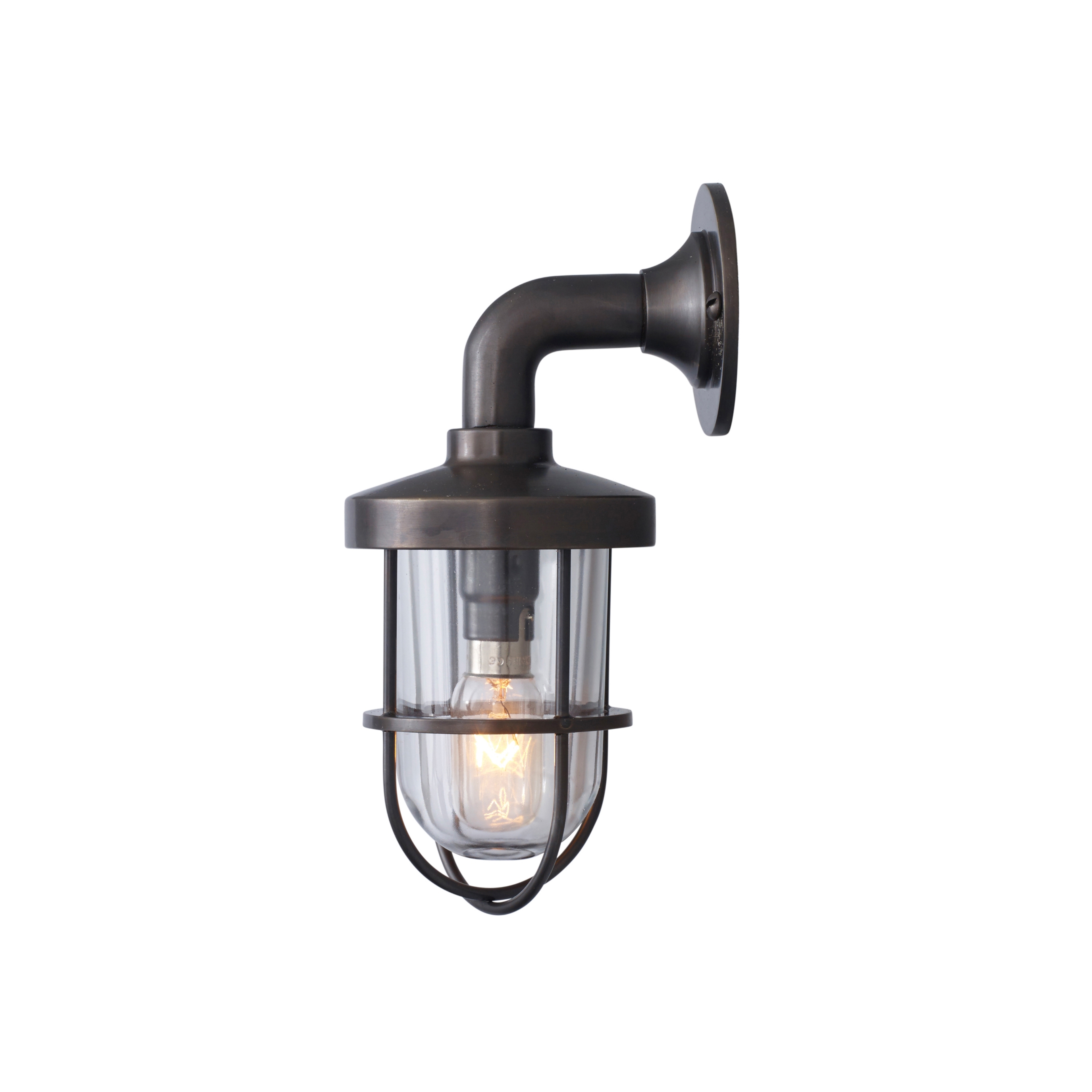 Produkt Miniature Weatherproof Ship's Well Glass Wandleuchte, Patiniertes Messing, Klarglas des Herstellers Original BTC anzeigen