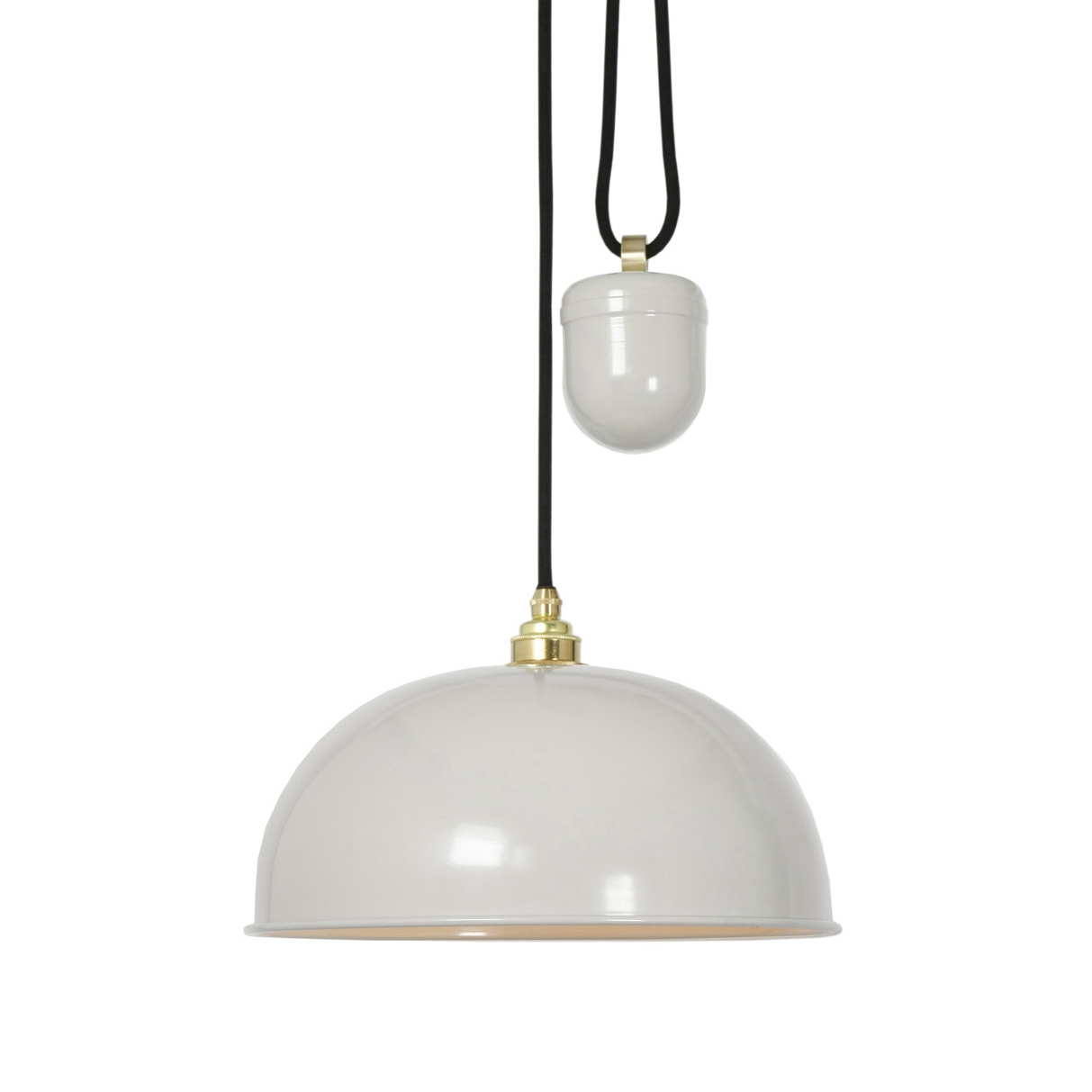 Display product Dome Rise & Fall Pendant, Putty Grey, White Interior from manufacturer Original BTC