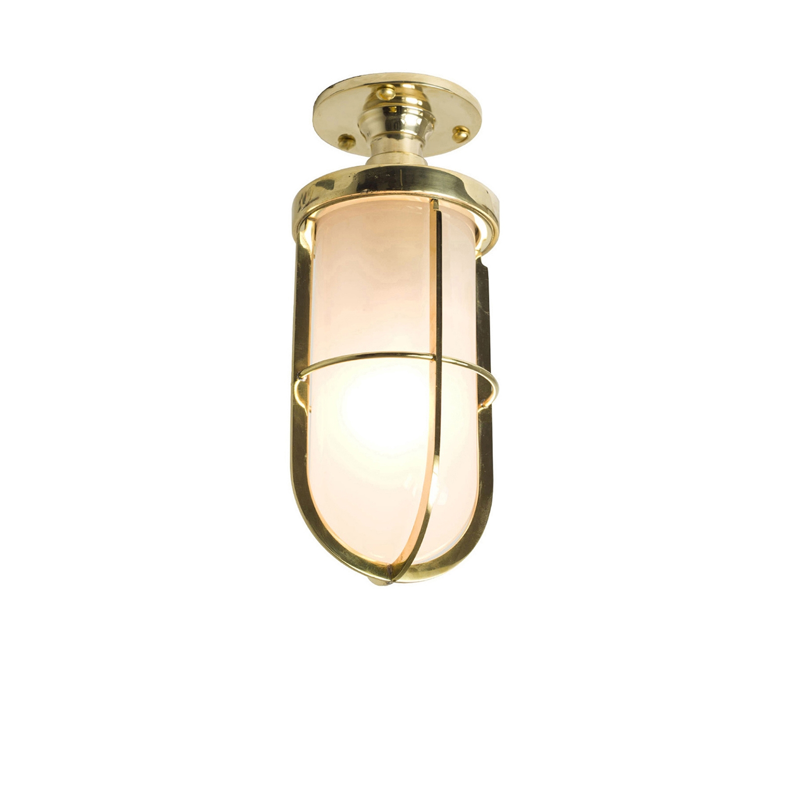 Mostrar el producto 7204 Weatherproof Ship's Well Glass Ceiling Light, Polished Brass, Frosted Glass del fabricante Original BTC