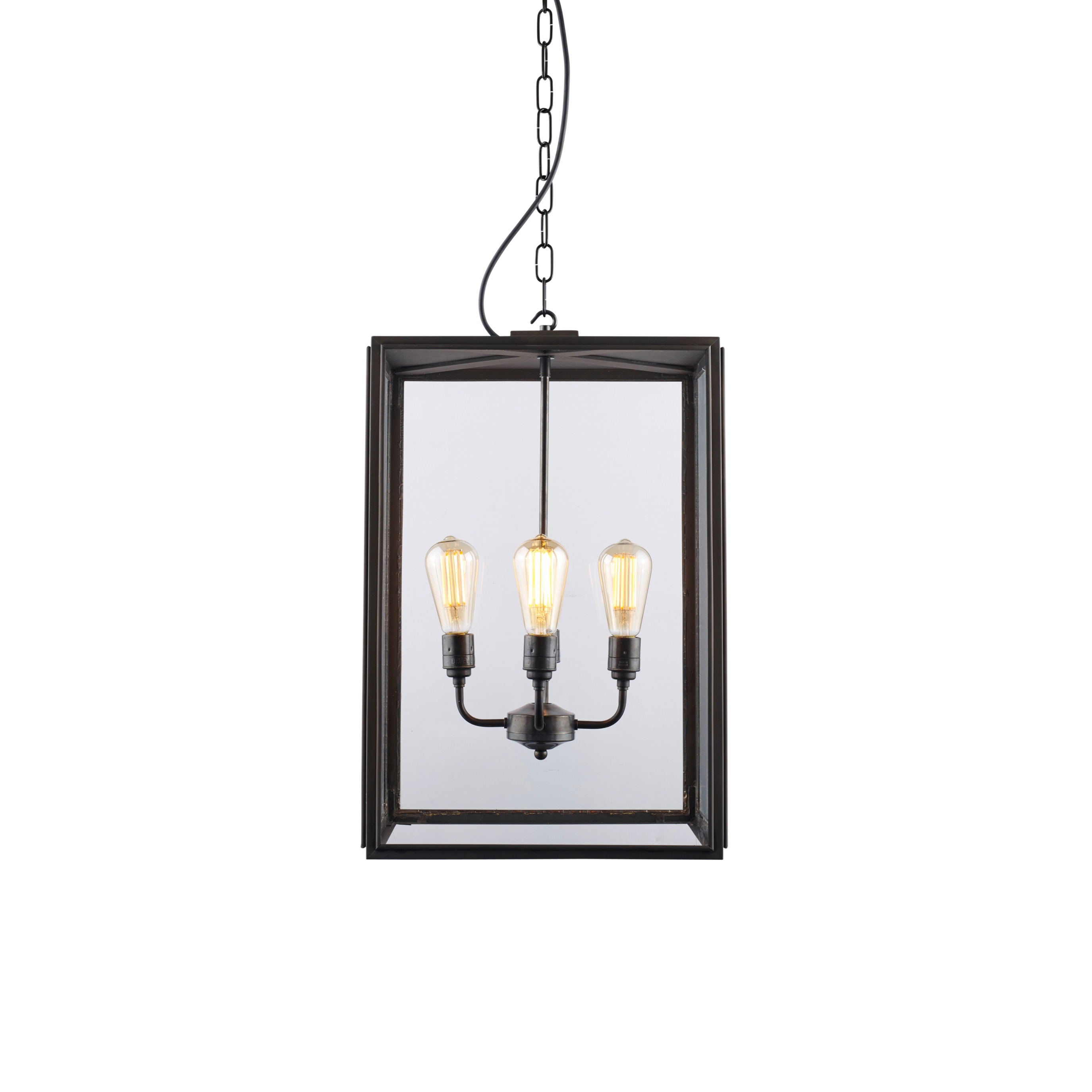 Display product Square Pendant, XL & 4 L/H, Closed Top, Weather Brass, Clear from manufacturer Original BTC