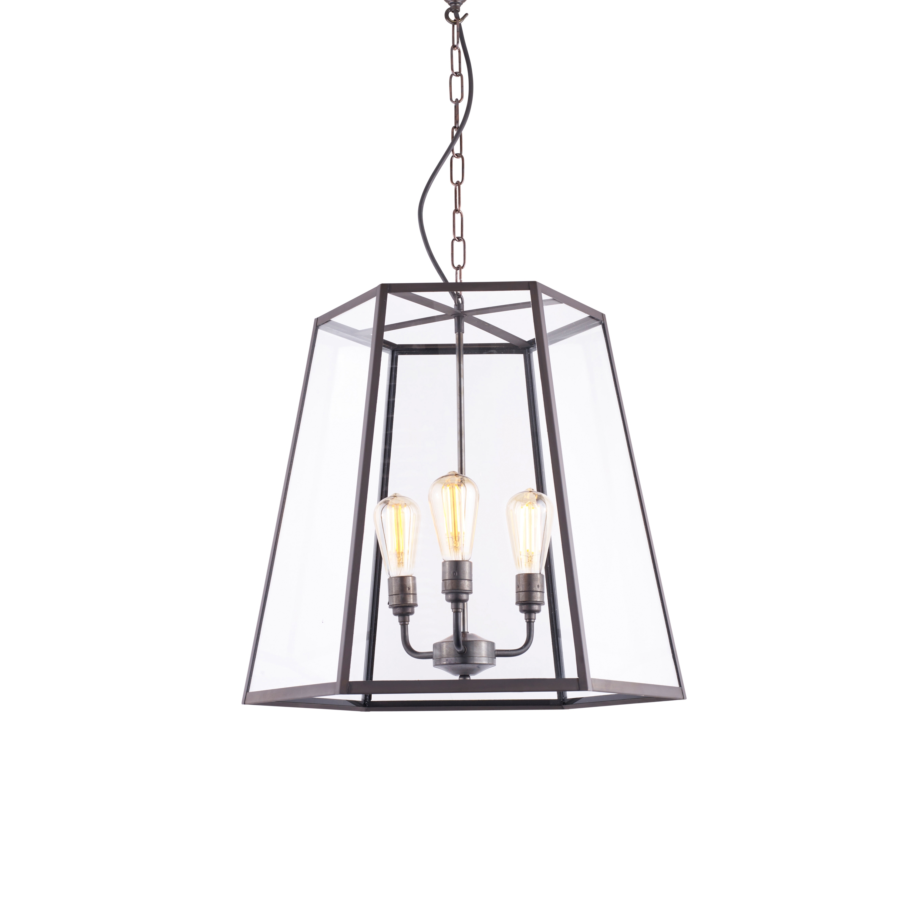 Display product Hex Pendant, Extra Large, Weathered Brass, Clear Glass from manufacturer Original BTC