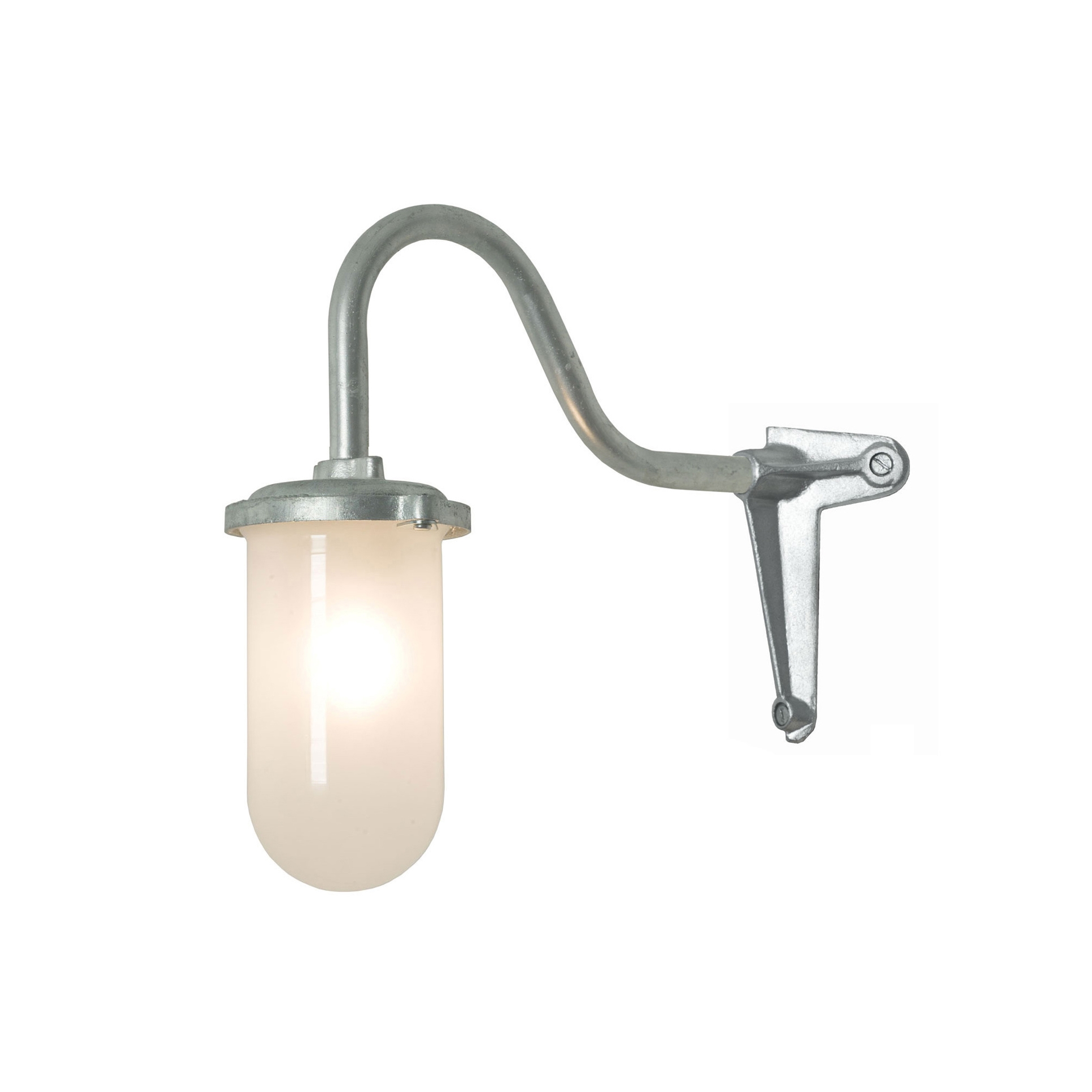 Display product Bracket Light, 100W, Corner, Swan Neck, Galvanised, Frosted from manufacturer Original BTC