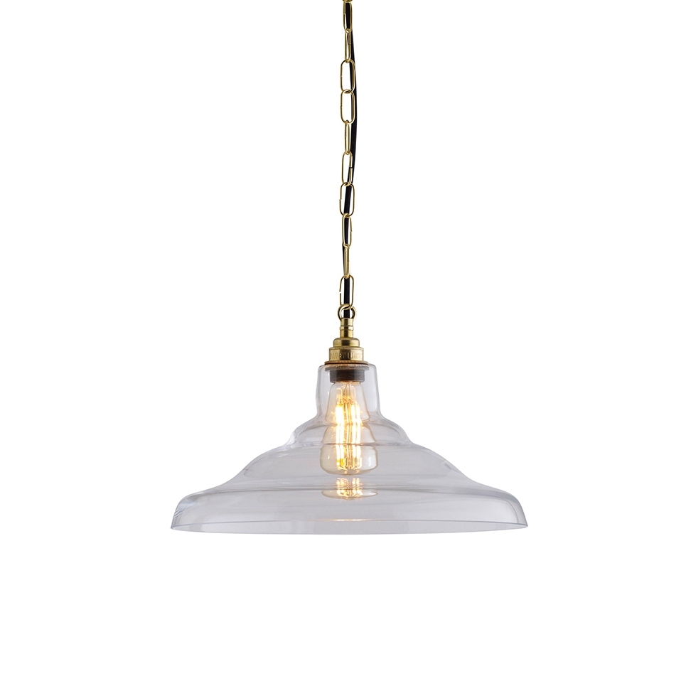 Display product Glass school light, size 2 pendant, Clear + Brass from manufacturer Original BTC