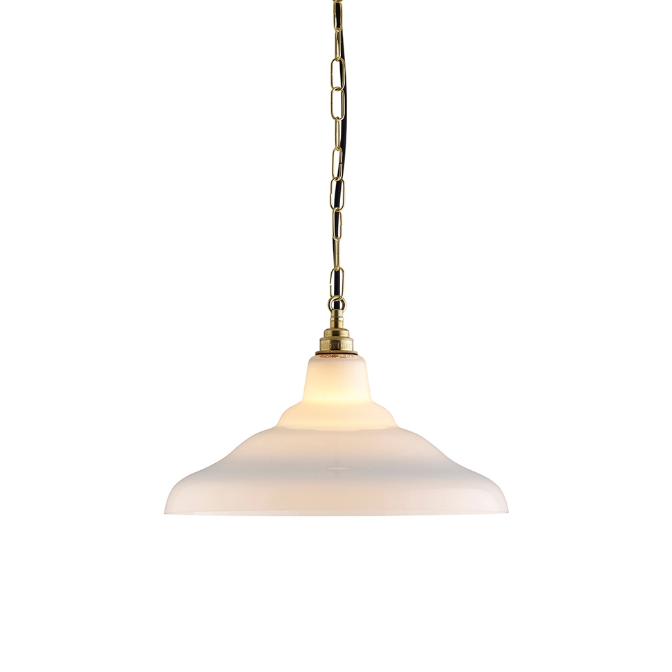 Produkt Glass school light, size 2 pendant, Opal + Brass des Herstellers Original BTC anzeigen