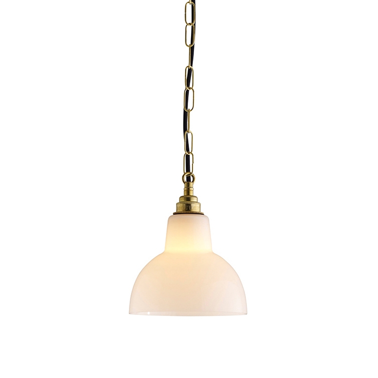 Glass 'York' Pendant, Size 1, Opal + Brass