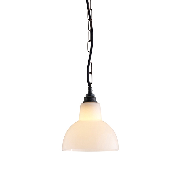 Glass 'York' Pendant, Size 1, Opal + Weathered