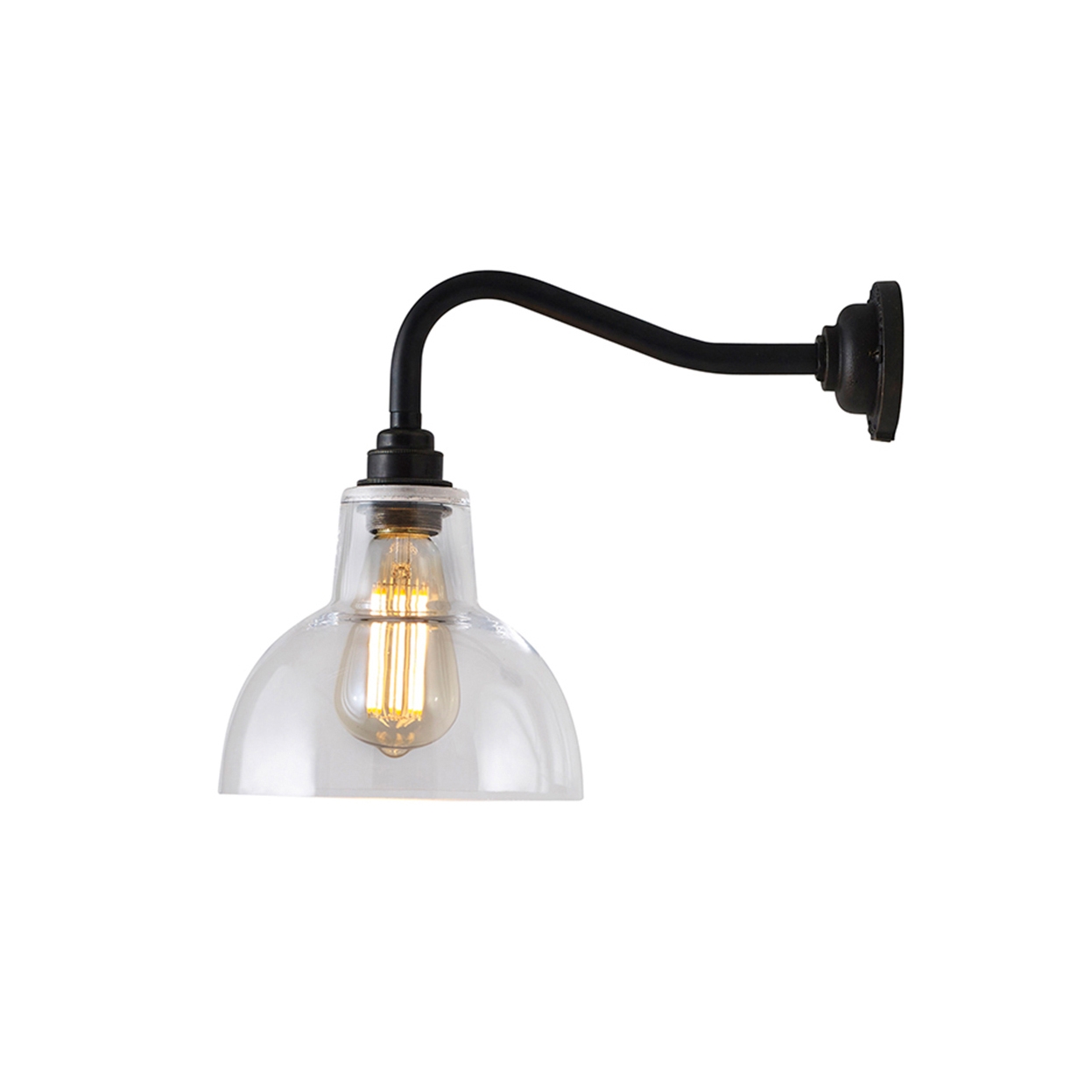 Glass 'York' Wall Light, Size 1, Clear + Weathered Brass