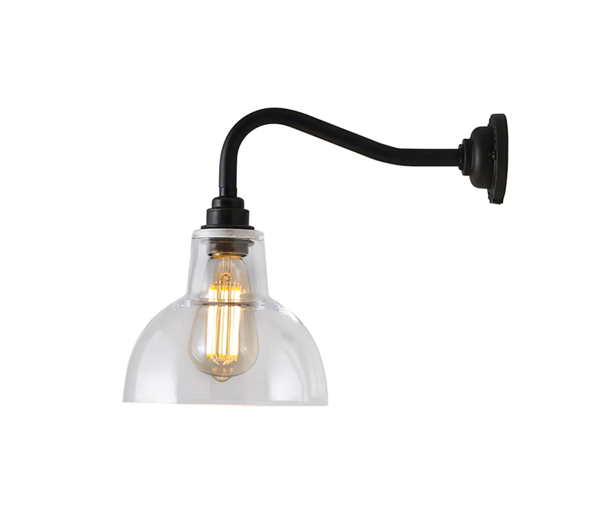 Original BTC - Glass 'York' Wall Light, Size 1, Clear + Weathered Brass