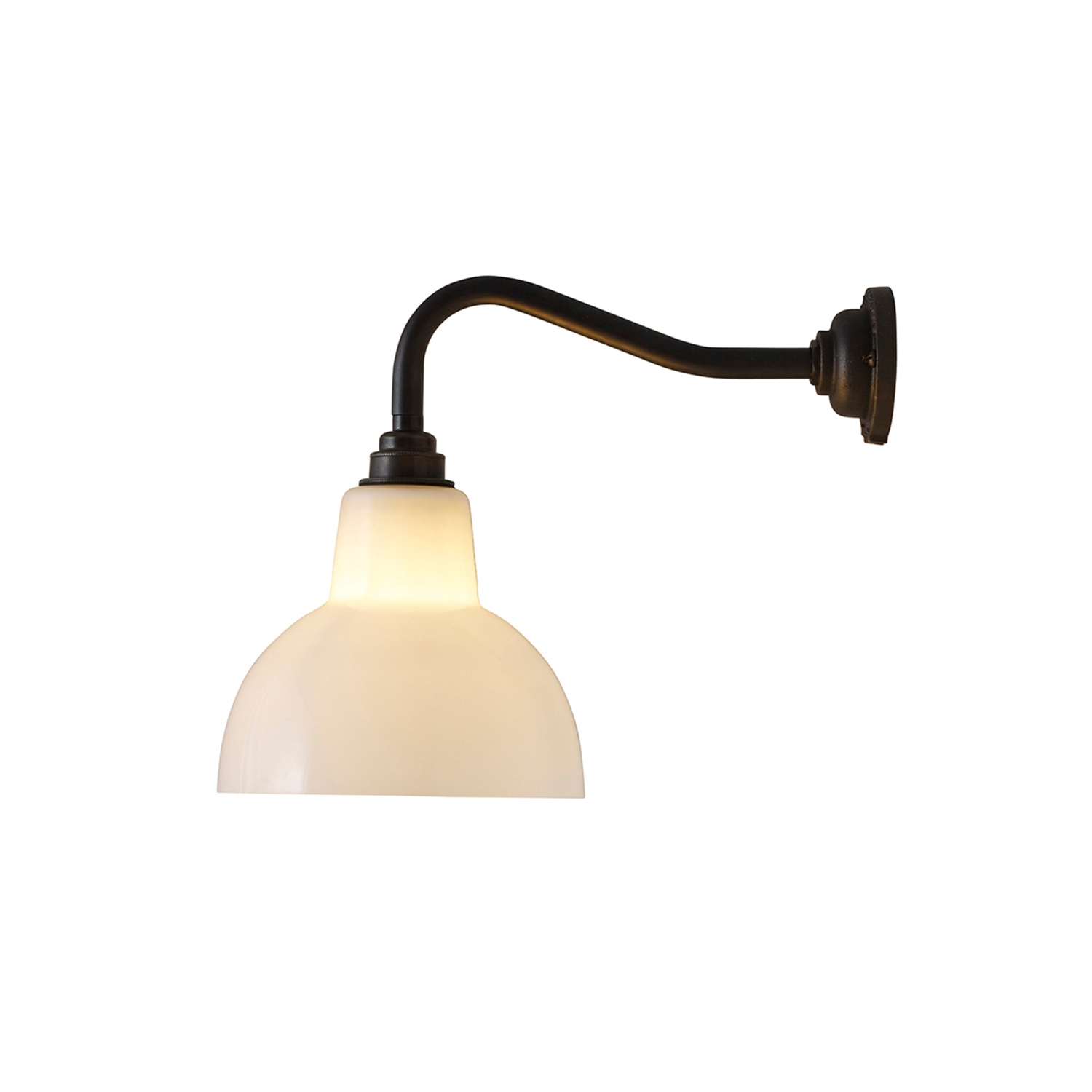 Glass 'York' wall light, Size 1, Opal + Weathered Brass