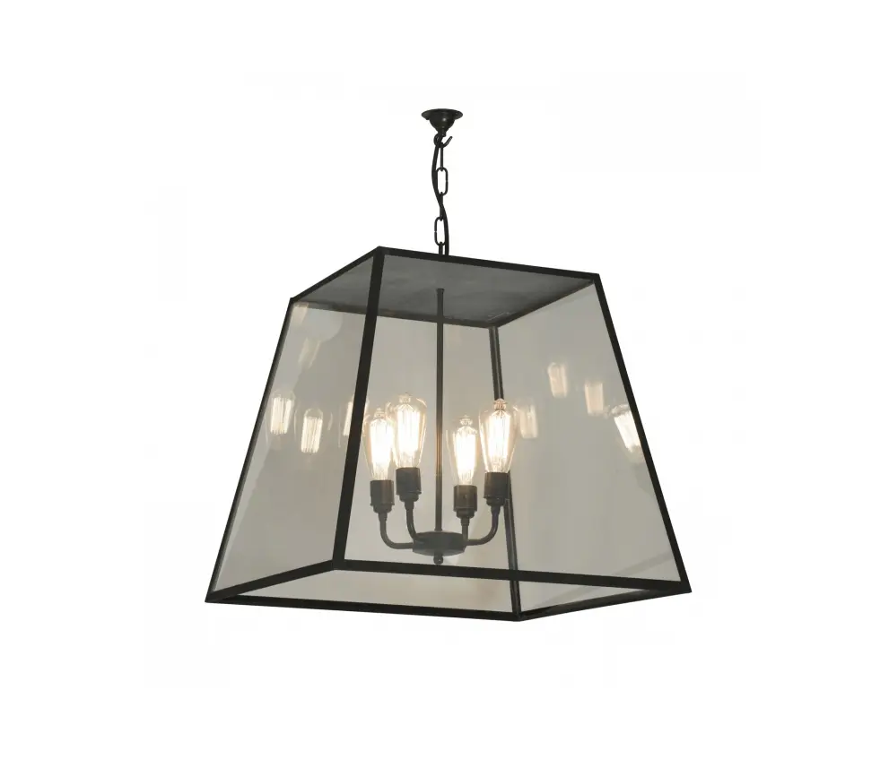 Original BTC - Quad Pendant, XL and 4 L/holders, Weathered Brass, Closed Top
