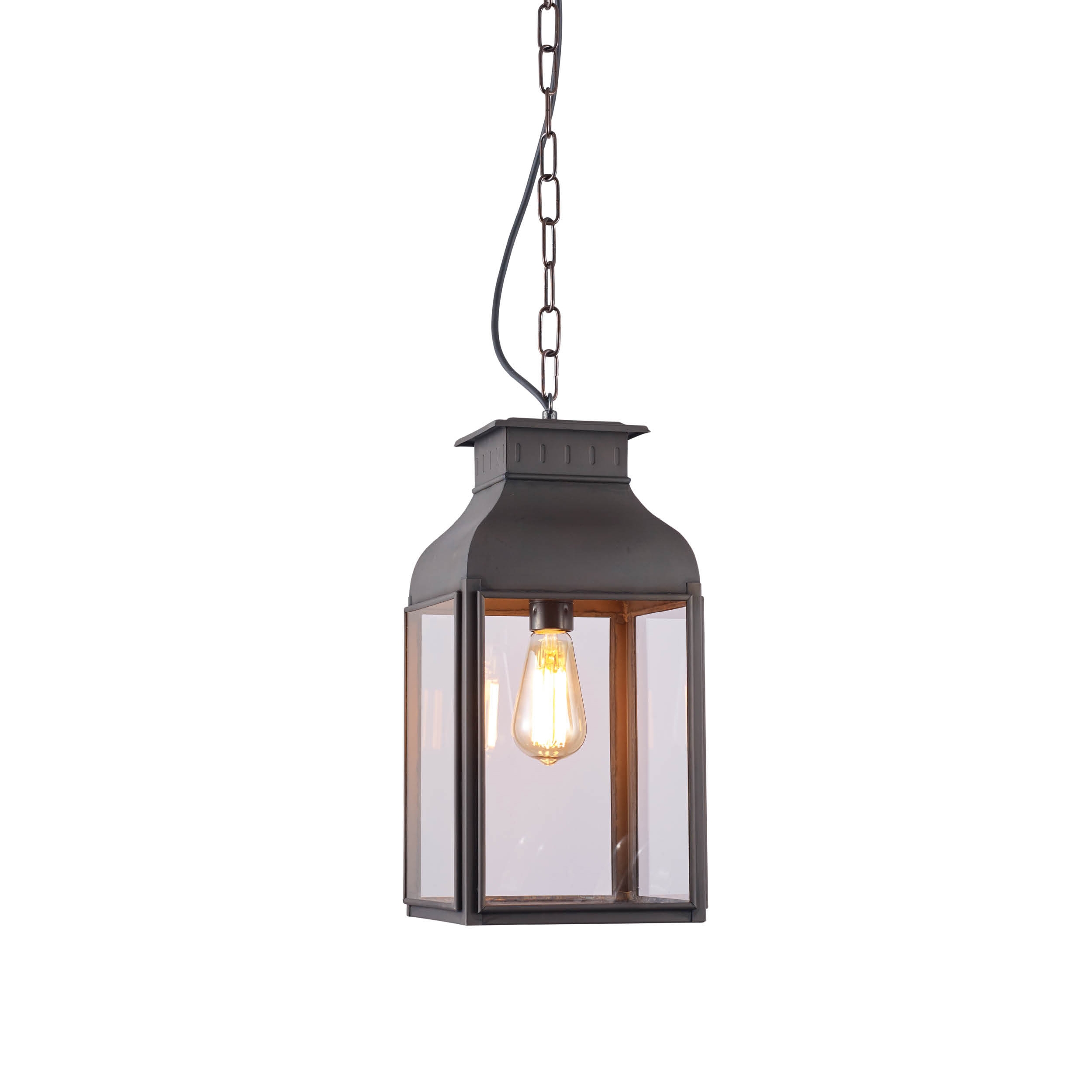 Mostra il prodotto Pendant Lantern, Weathered Brass, Clear Glass del produttore Original BTC