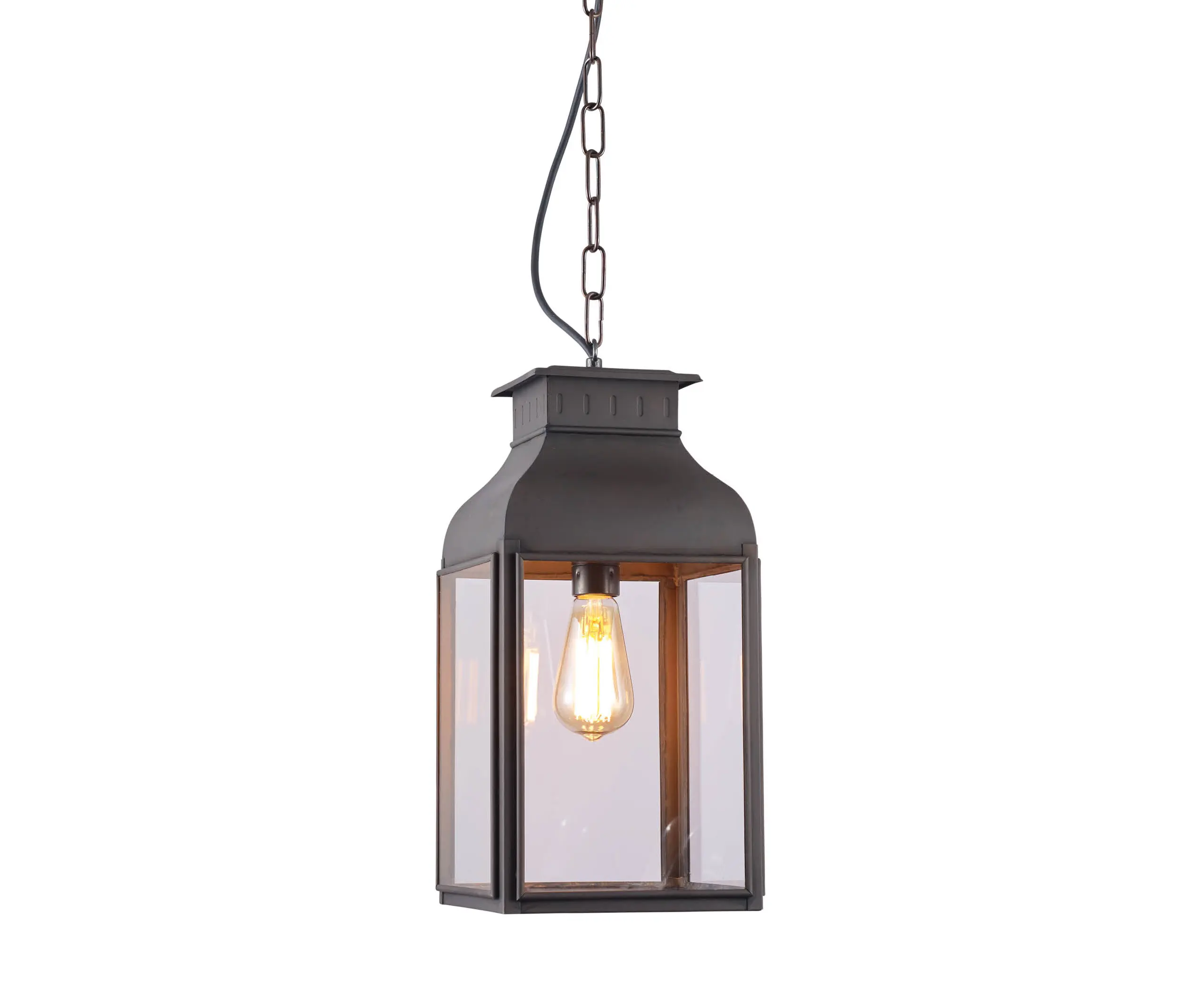 Original BTC - Pendant Lantern, Weathered Brass, Clear Glass