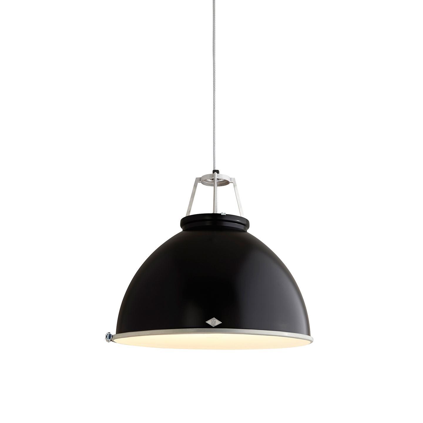 Display product Titan Size 5 Pendant Light, Black with Etched Glass from manufacturer Original BTC