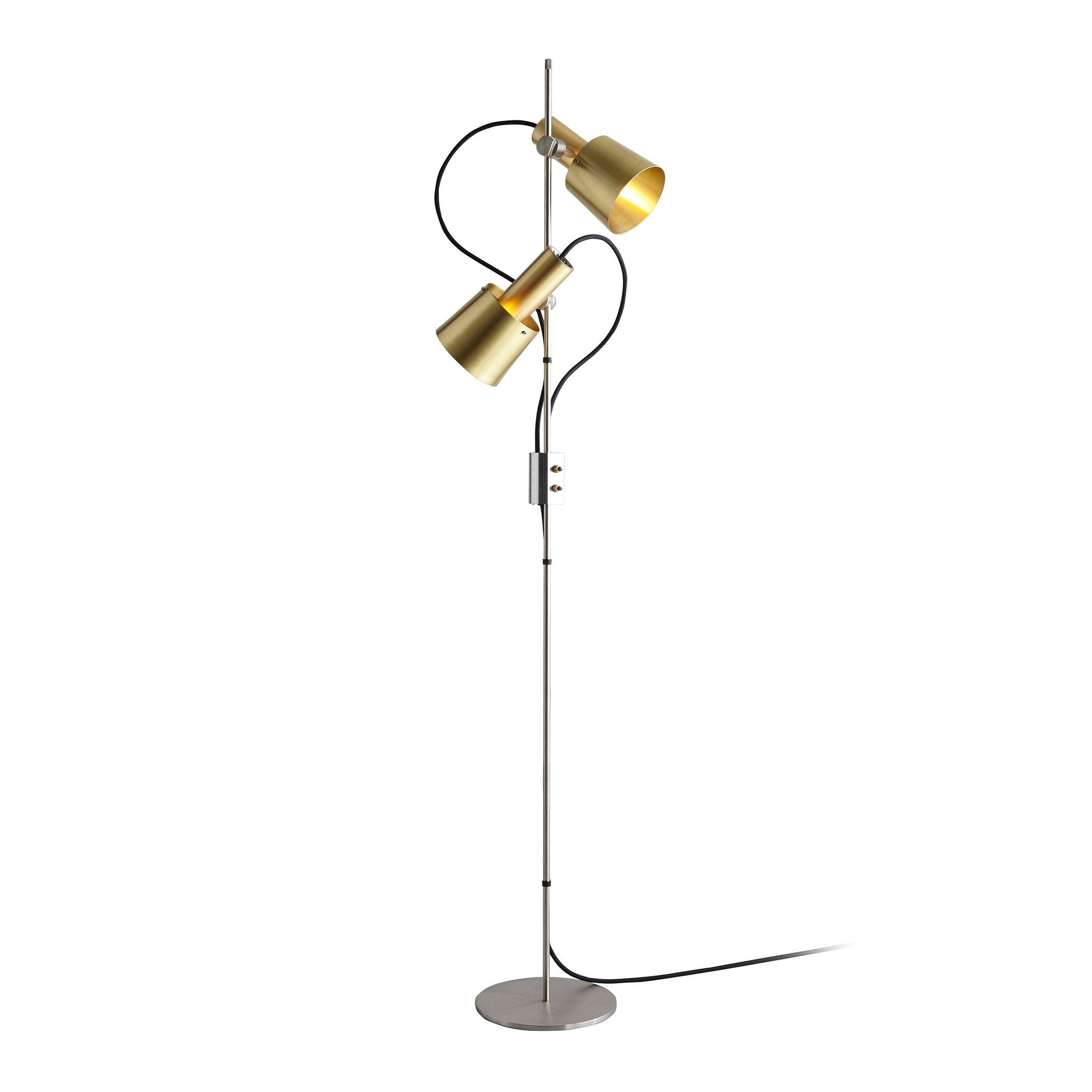 Display product Chester Floor Light, Satin Brass, Black Braided Cable from manufacturer Original BTC