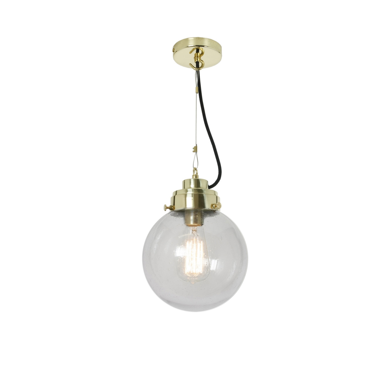 Display product Small Globe, Clear Seedy and brass with black braided cable from manufacturer Original BTC