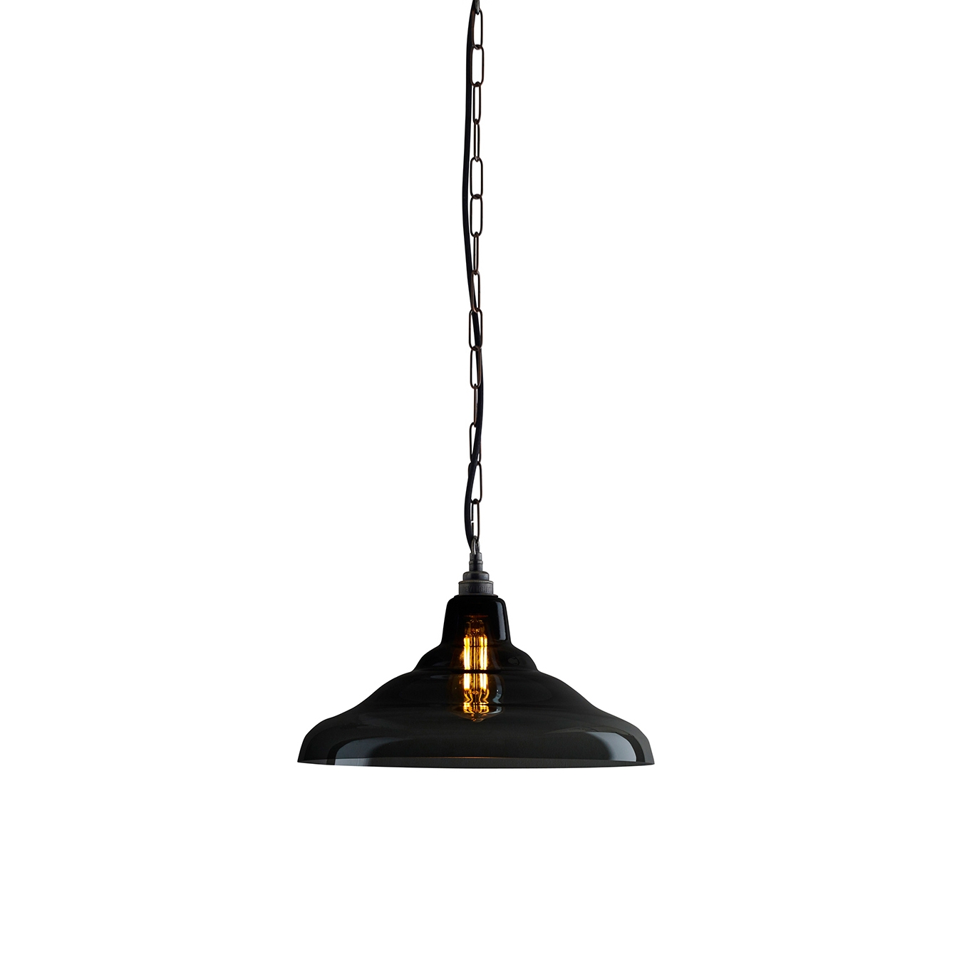 Display product Glass School Light, Size 2 Pendant, Anthracite + Weathered Brass from manufacturer Original BTC