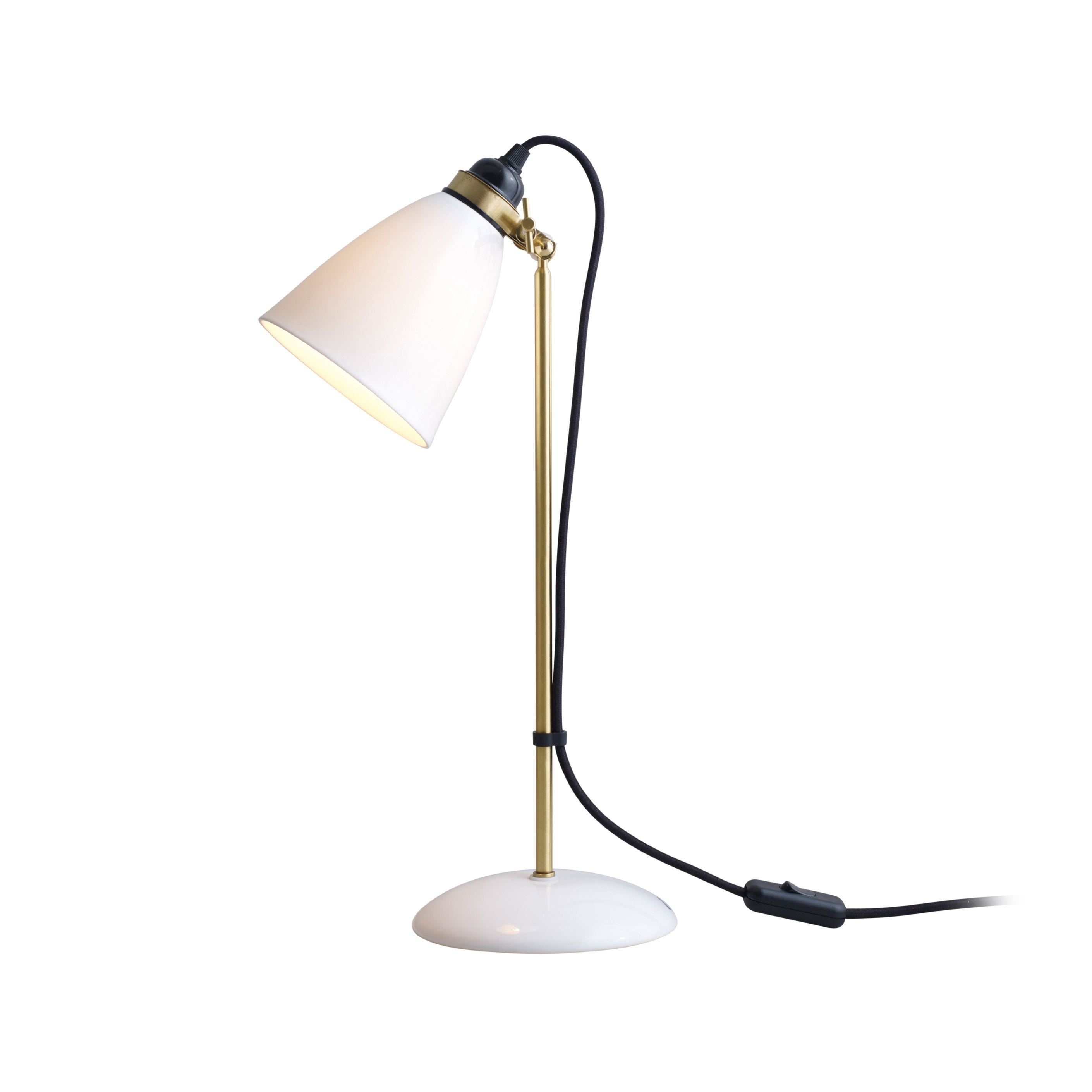 Hector 30 Table Light, Satin Brass with Black Braided Cable