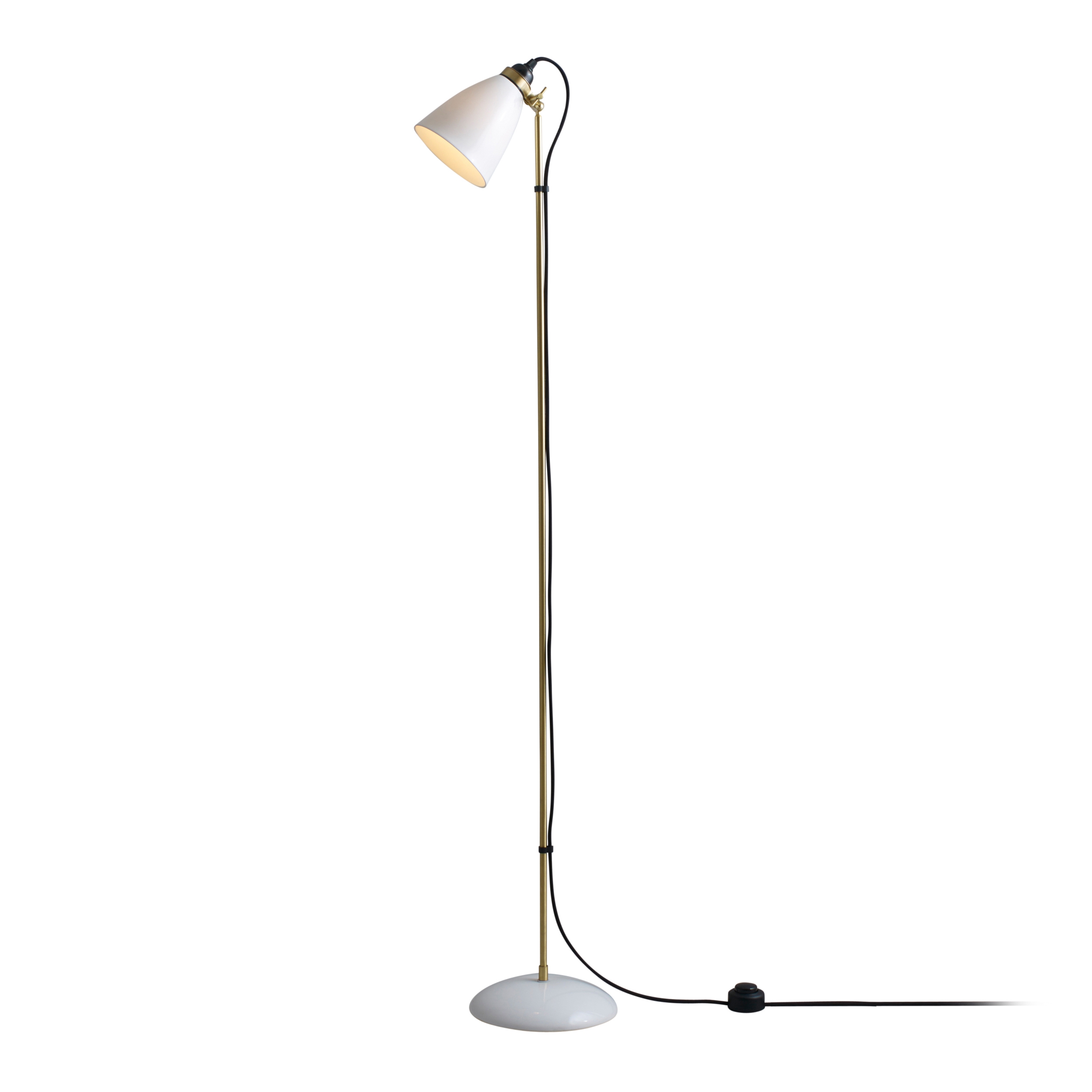 Mostra il prodotto Hector 30 Floor Light, Satin Brass, Natural, with Black Cable del produttore Original BTC