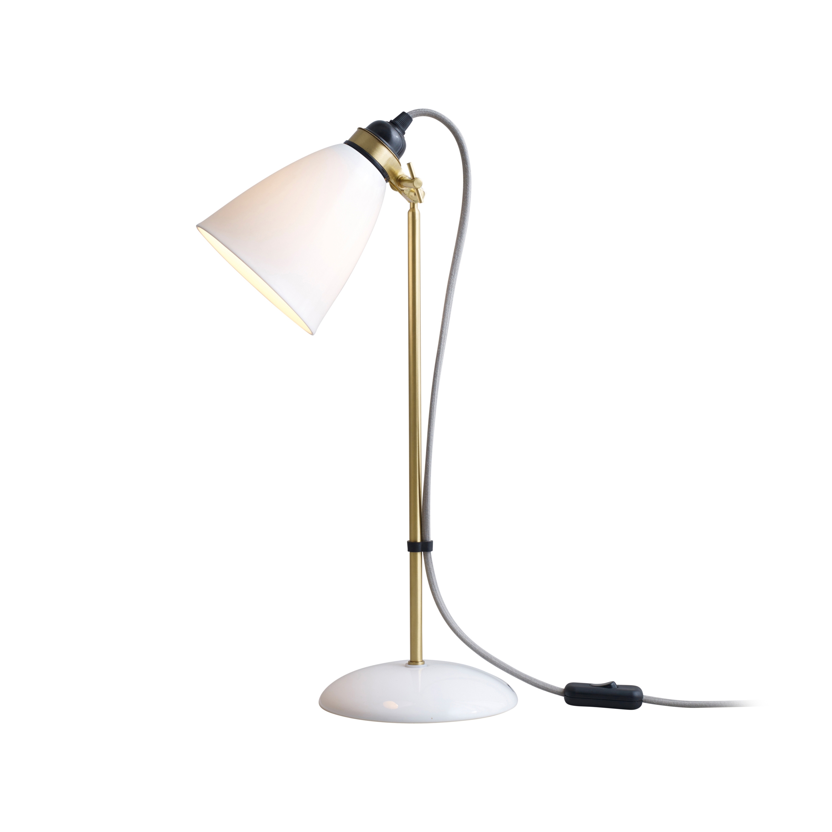 Hector 30 Table Light, Satin Brass, Natural, with Grey Cable