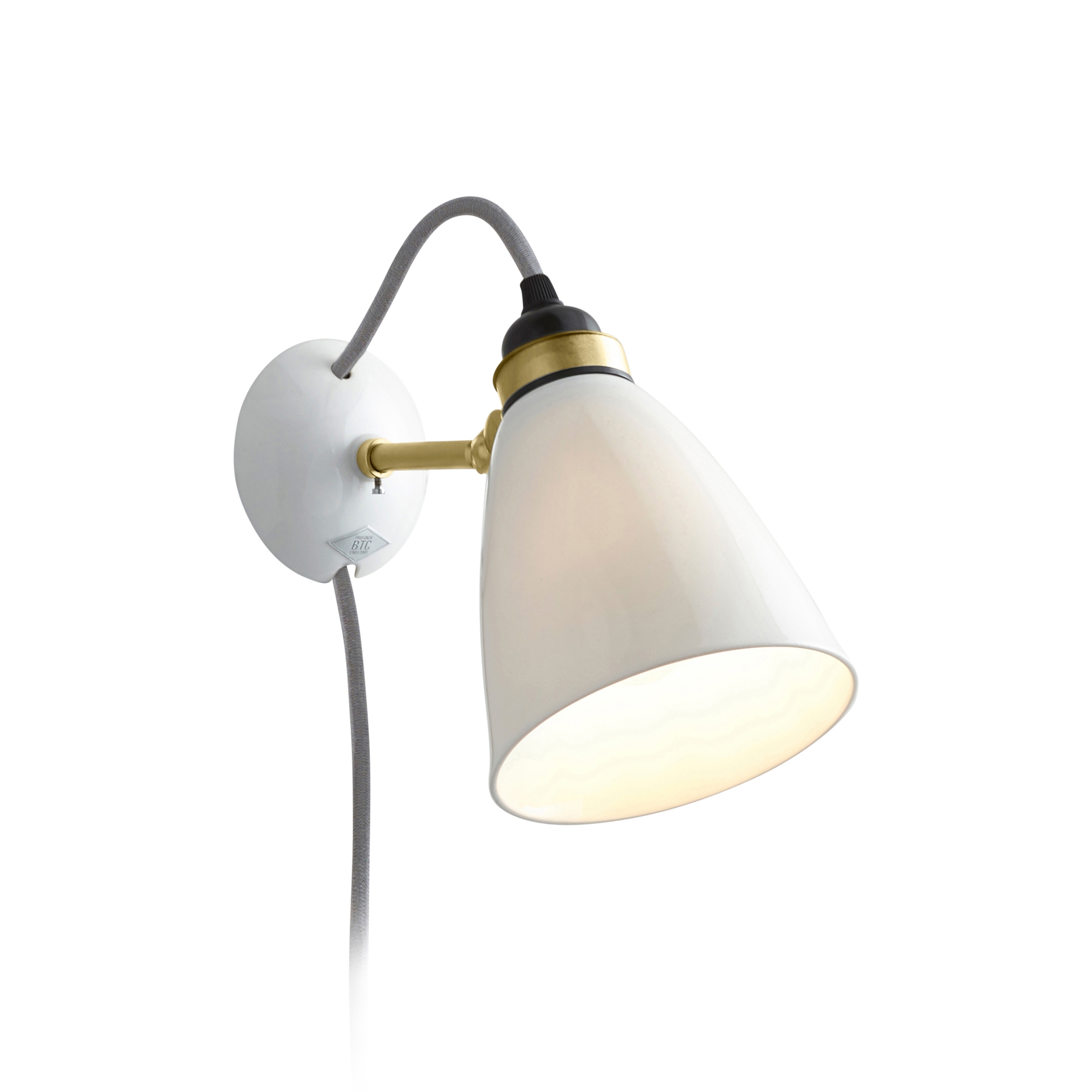 Hector 30 Wall Light PSC, Satin Brass with Grey Cable