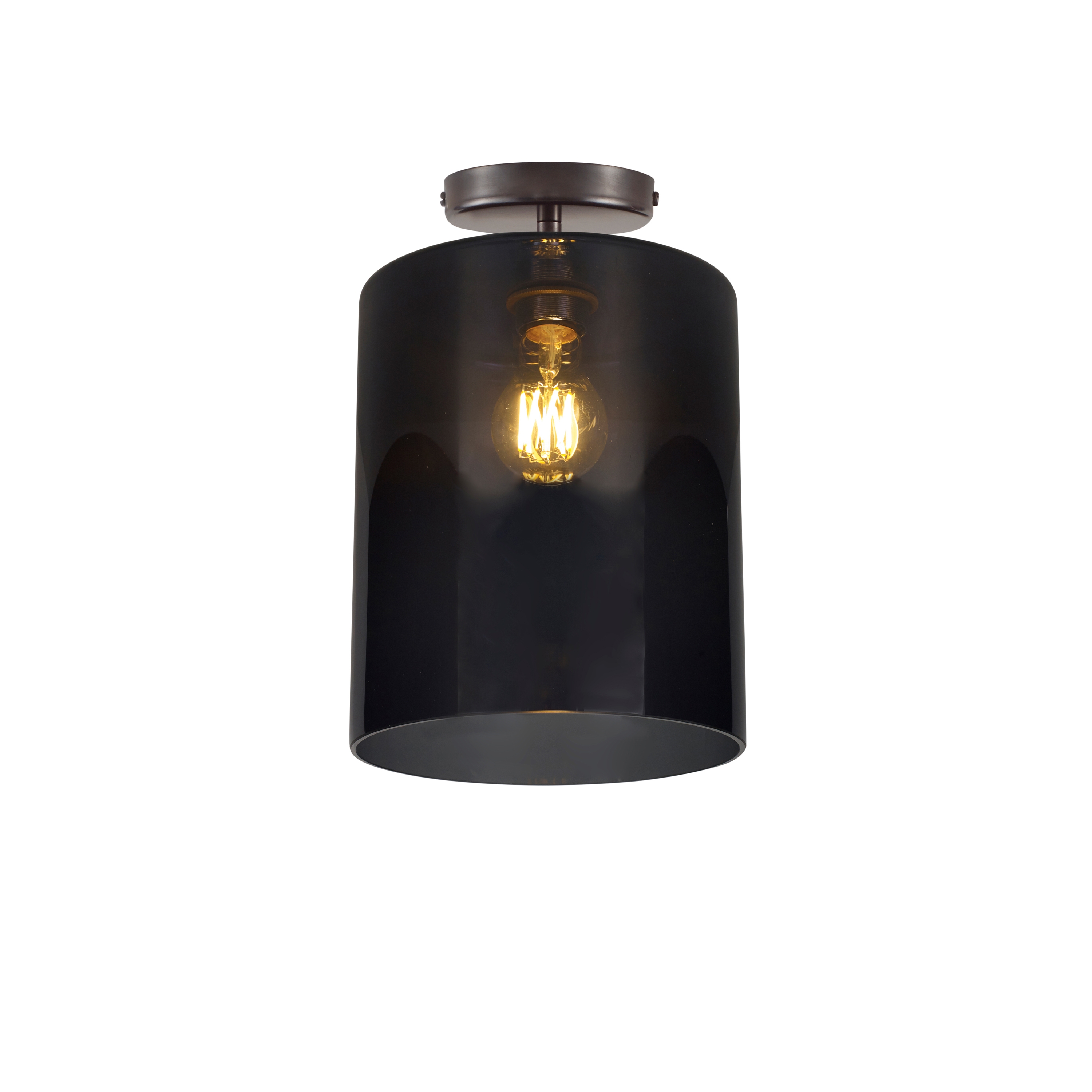 Brompton Size 3 Ceiling Light, Weathered, Anthracite Glass
