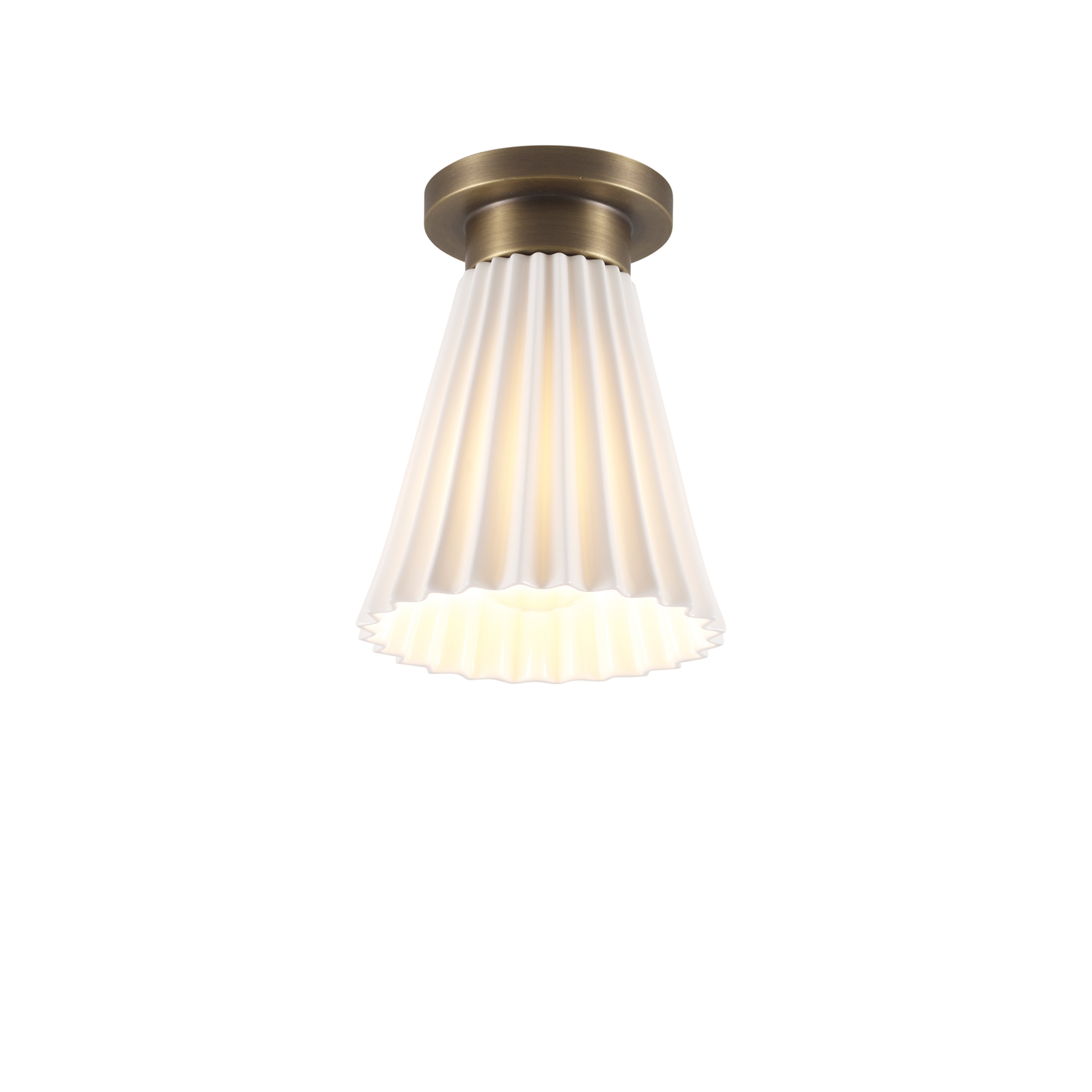 Mostra il prodotto Hector Medium Pleat Ceiling Light, Antique Brass del produttore Original BTC