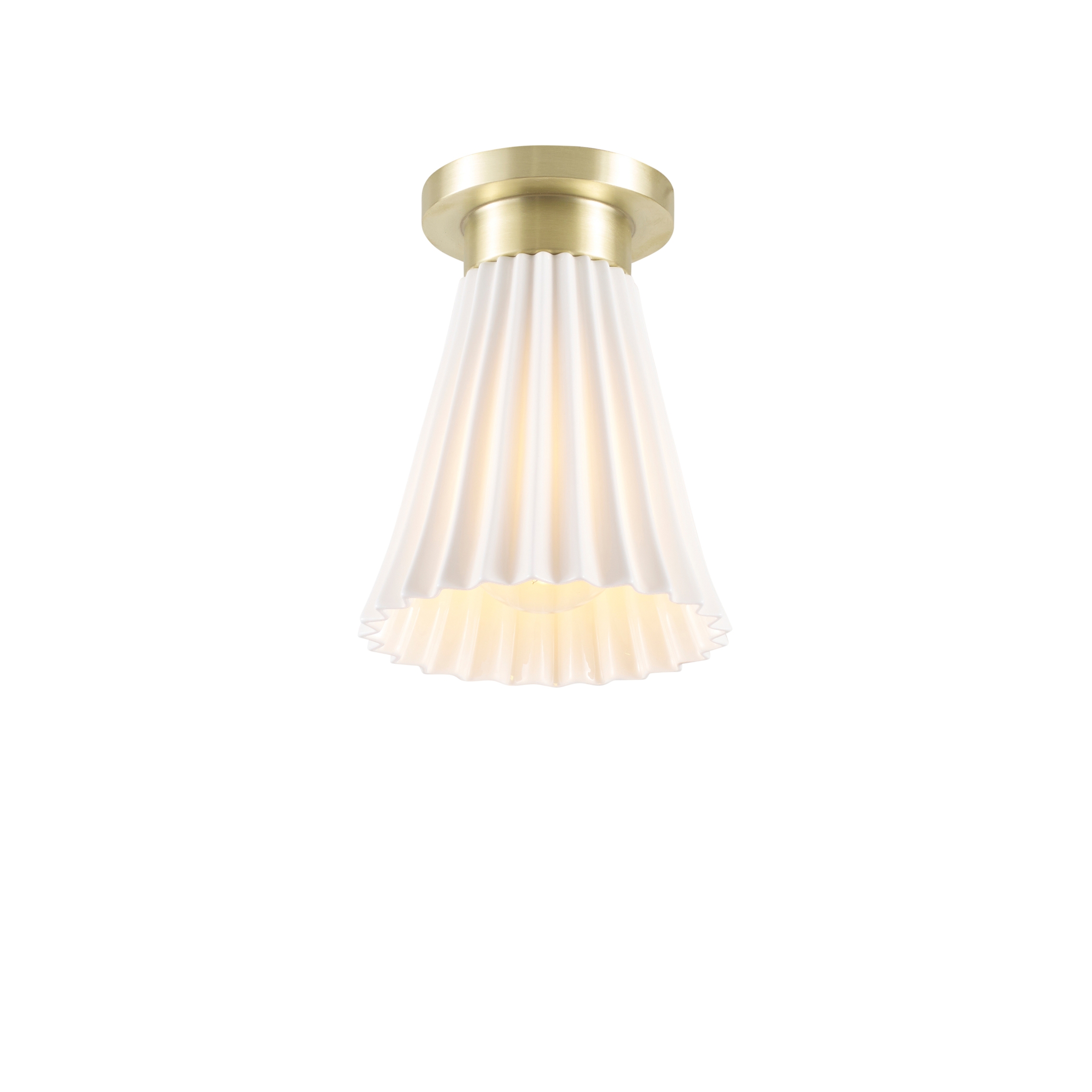 Hector Medium Pleat Ceiling Light, Satin Brass