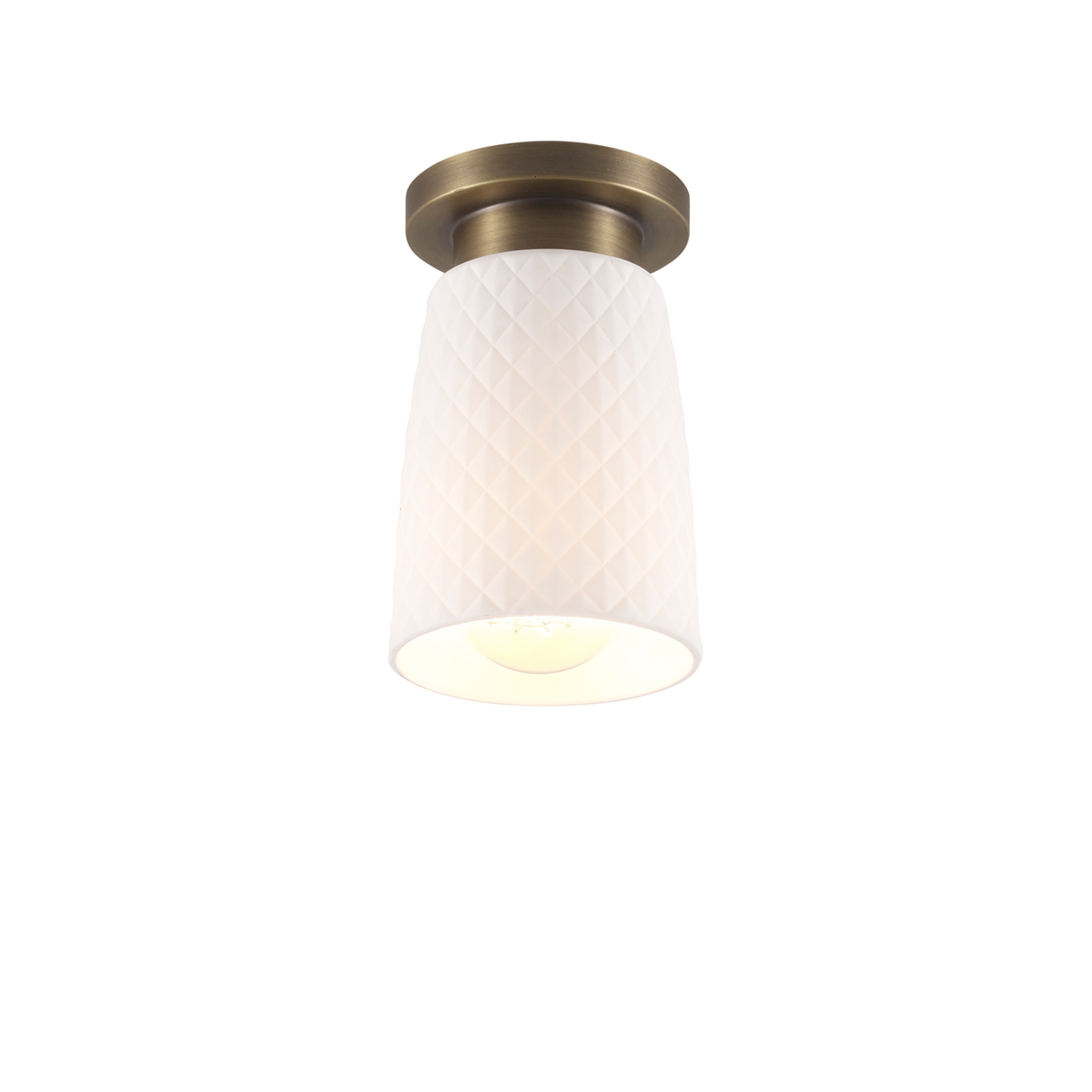 Oxford 1 Bone China Ceiling Light, Antique Brass