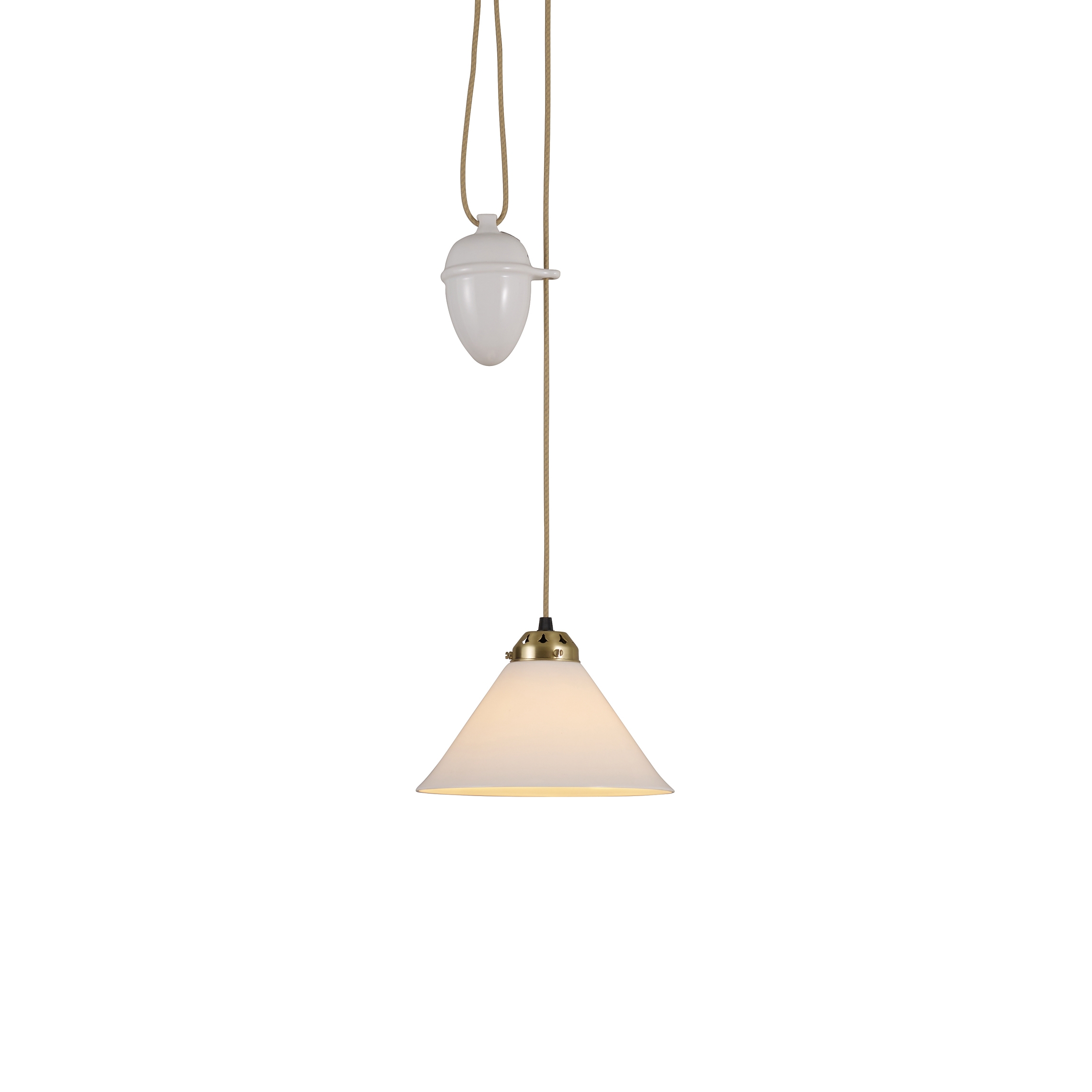 Cobb Rise & Fall Small Pendant Light, Natural with Satin Brass