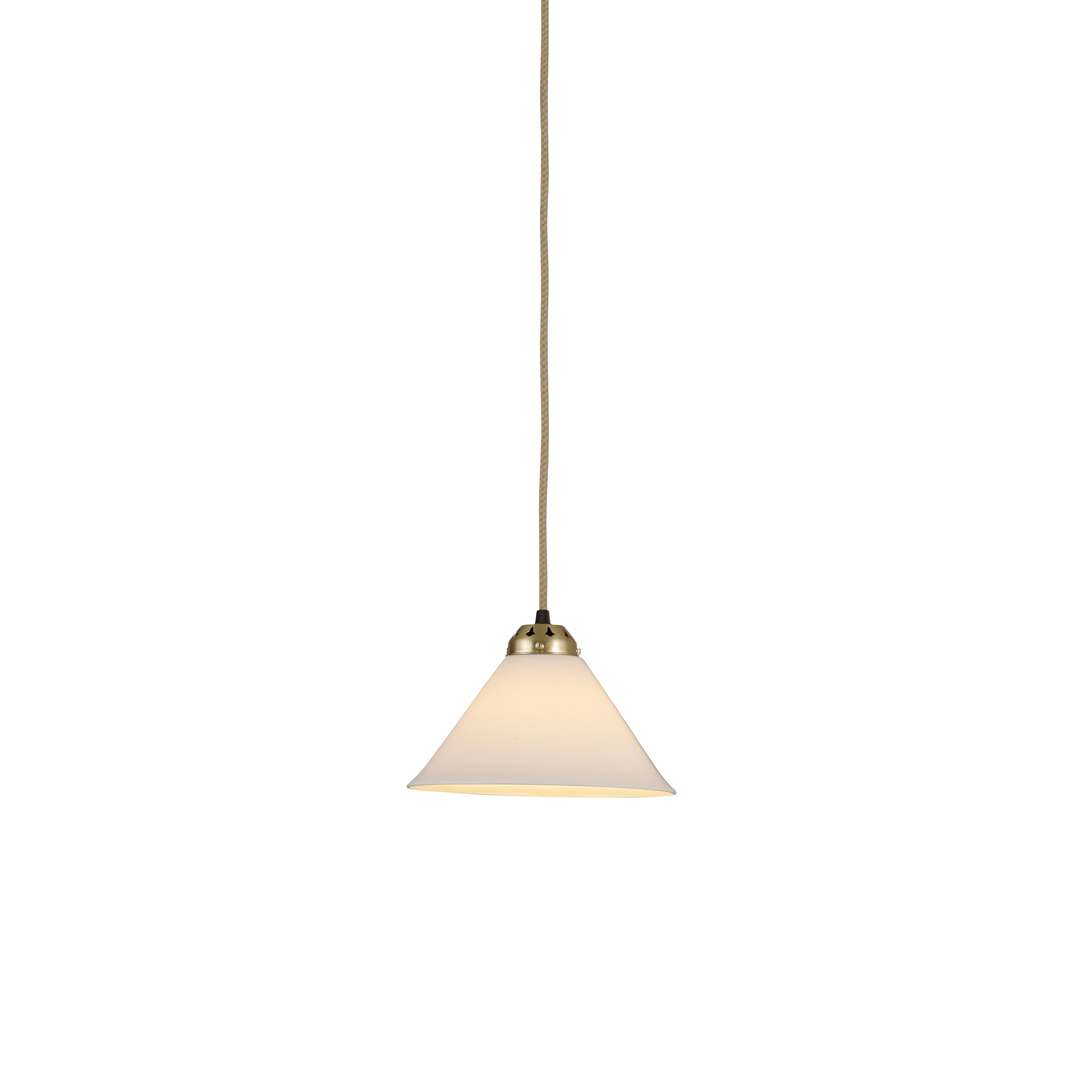 Cobb Small Plain Pendant Light, Natural with Satin Brass