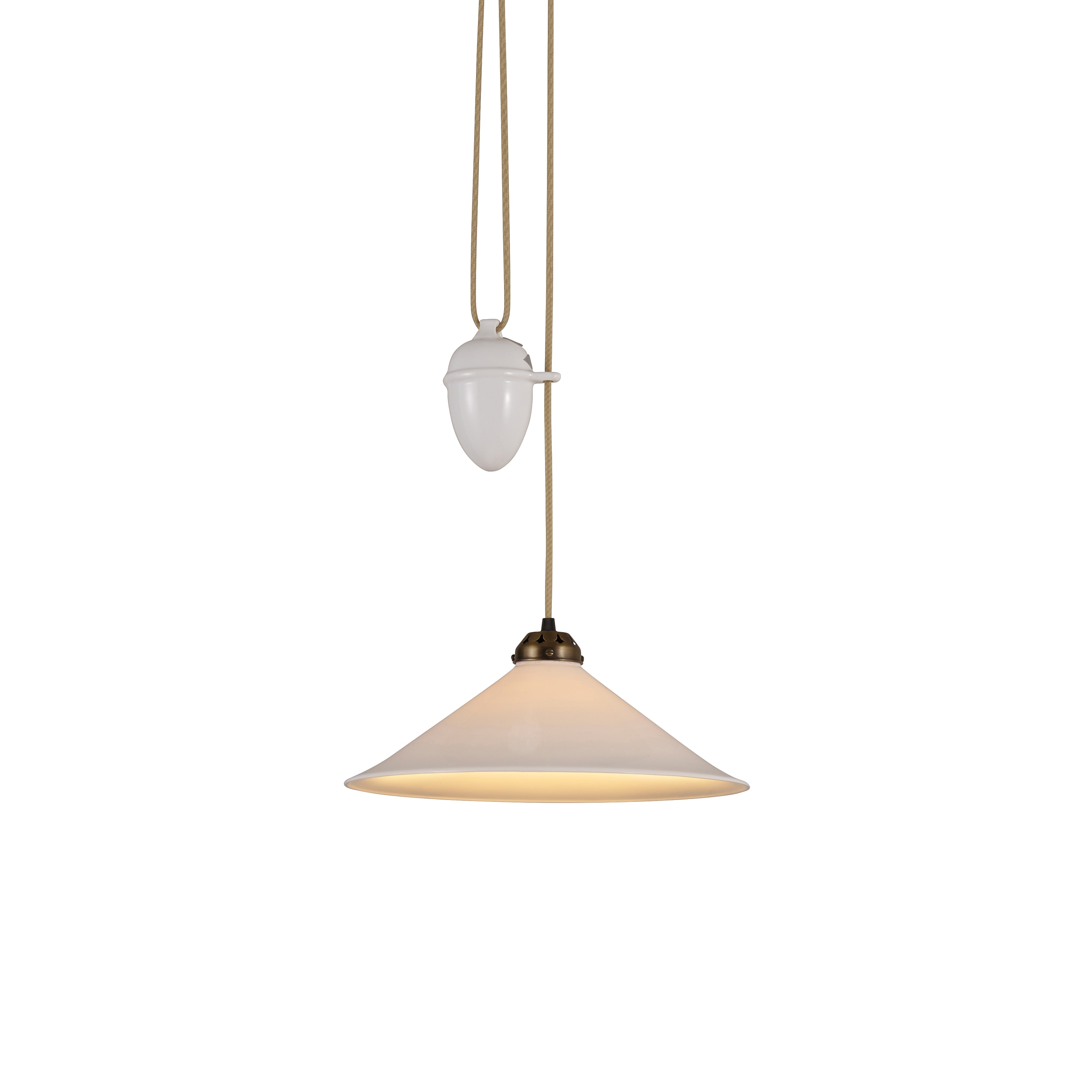 Display product Cobb Rise & Fall Large Pendant Light, Natural with Satin Brass from manufacturer Original BTC