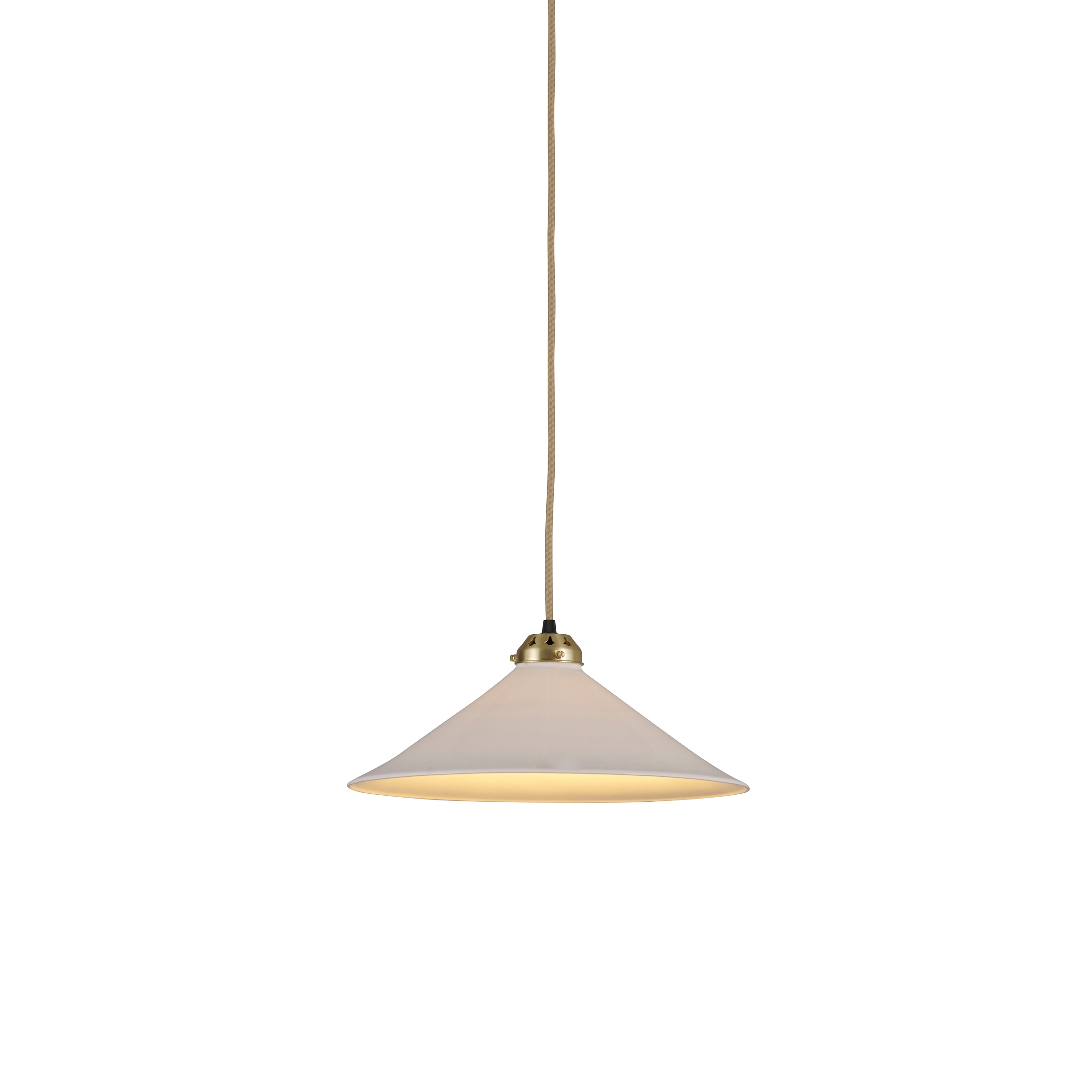 Cobb Large Plain Pendant Light, Natural with Satin Brass