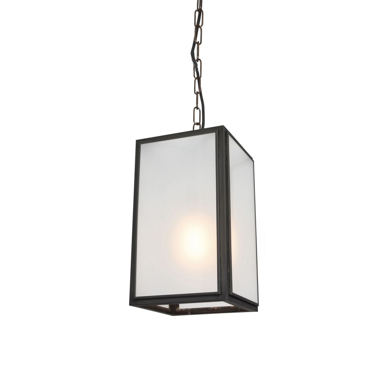 Mostrar el producto Small Square Pendant, External Glass, Weather Brass, Frosted del fabricante Original BTC