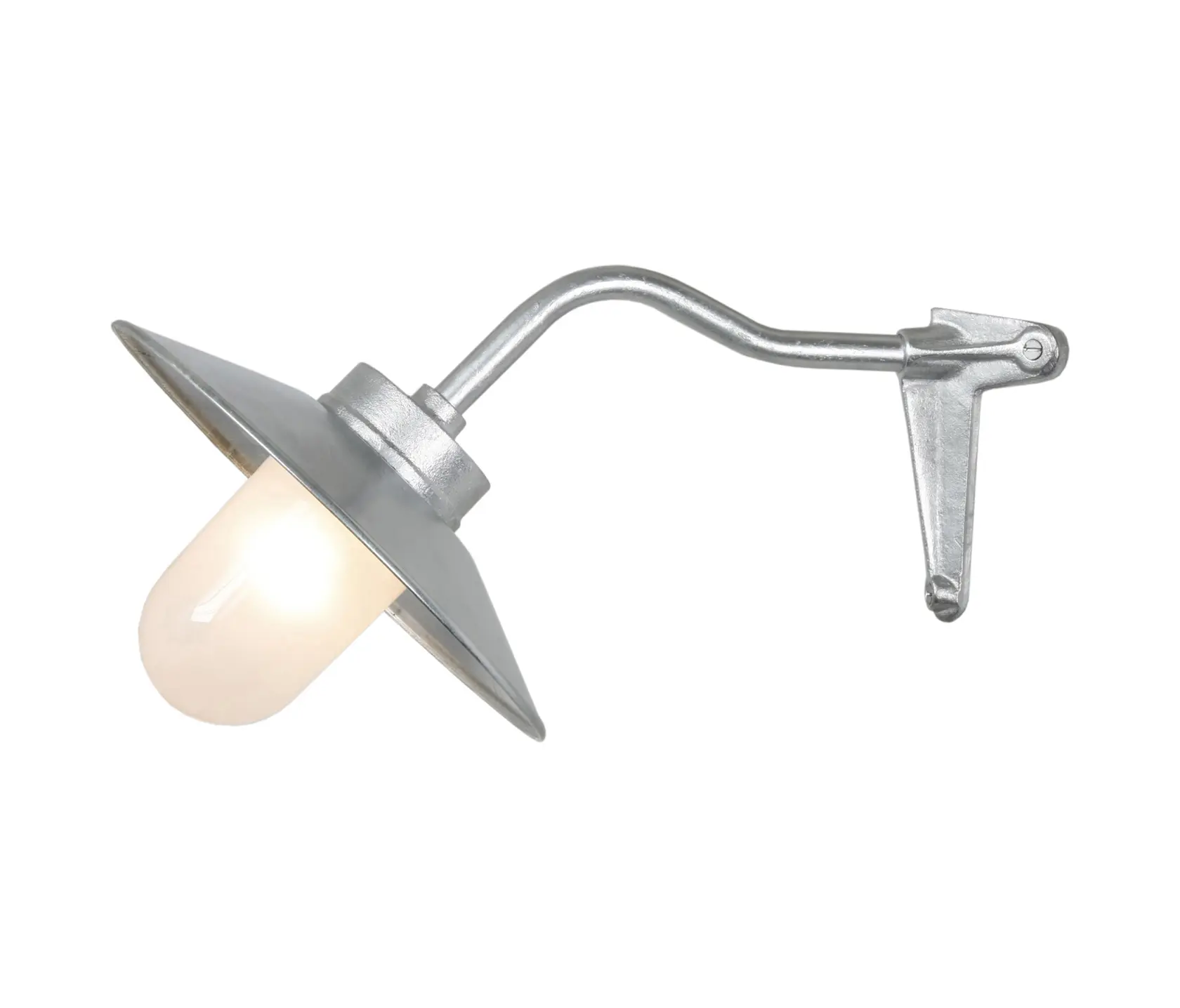 Original BTC - Exterior Bracket Light, Canted, Corner, Galvanised, Frosted