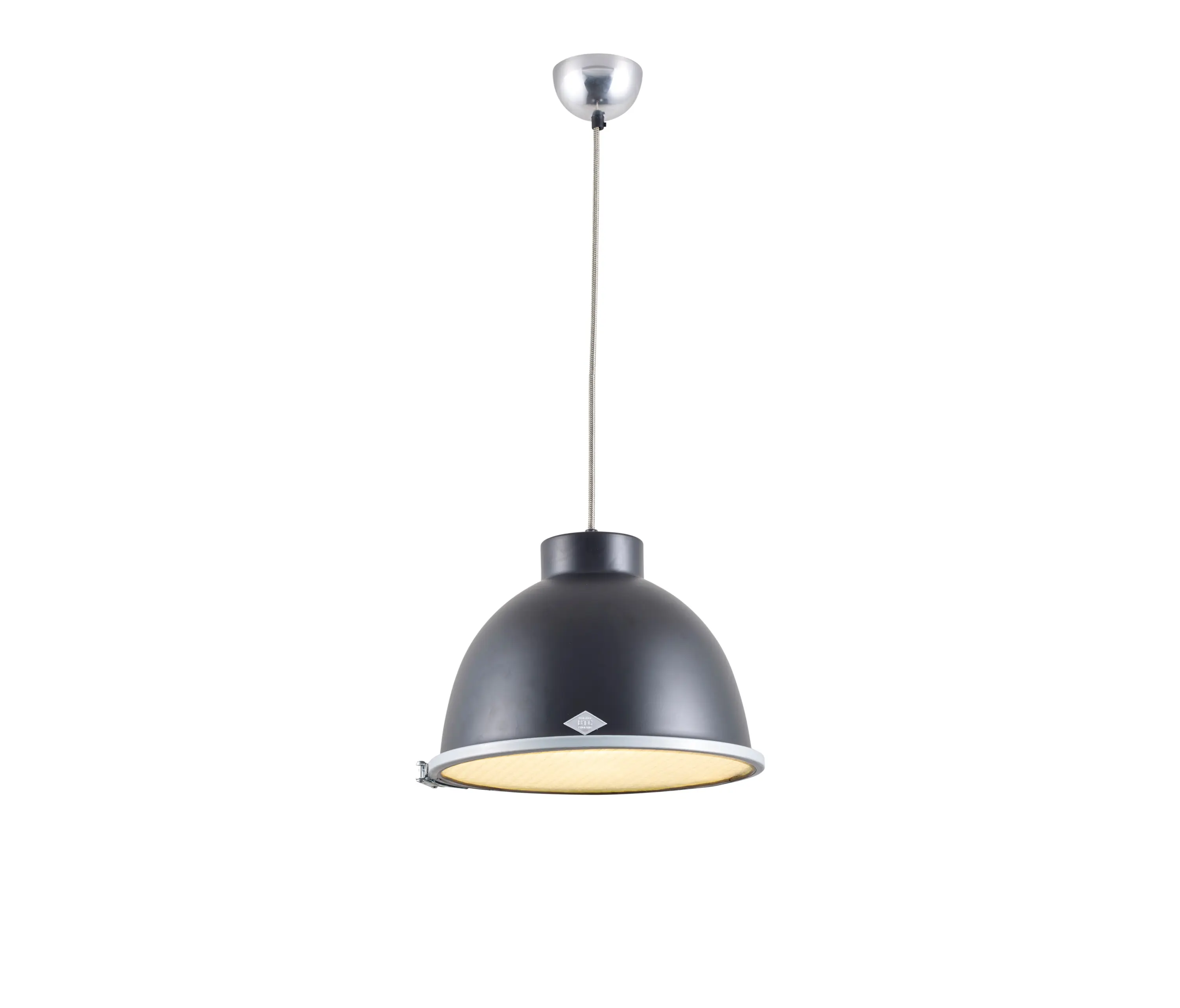 Original BTC - Giant 0 Pendelleuchte, Schwarz mit Drahtglas