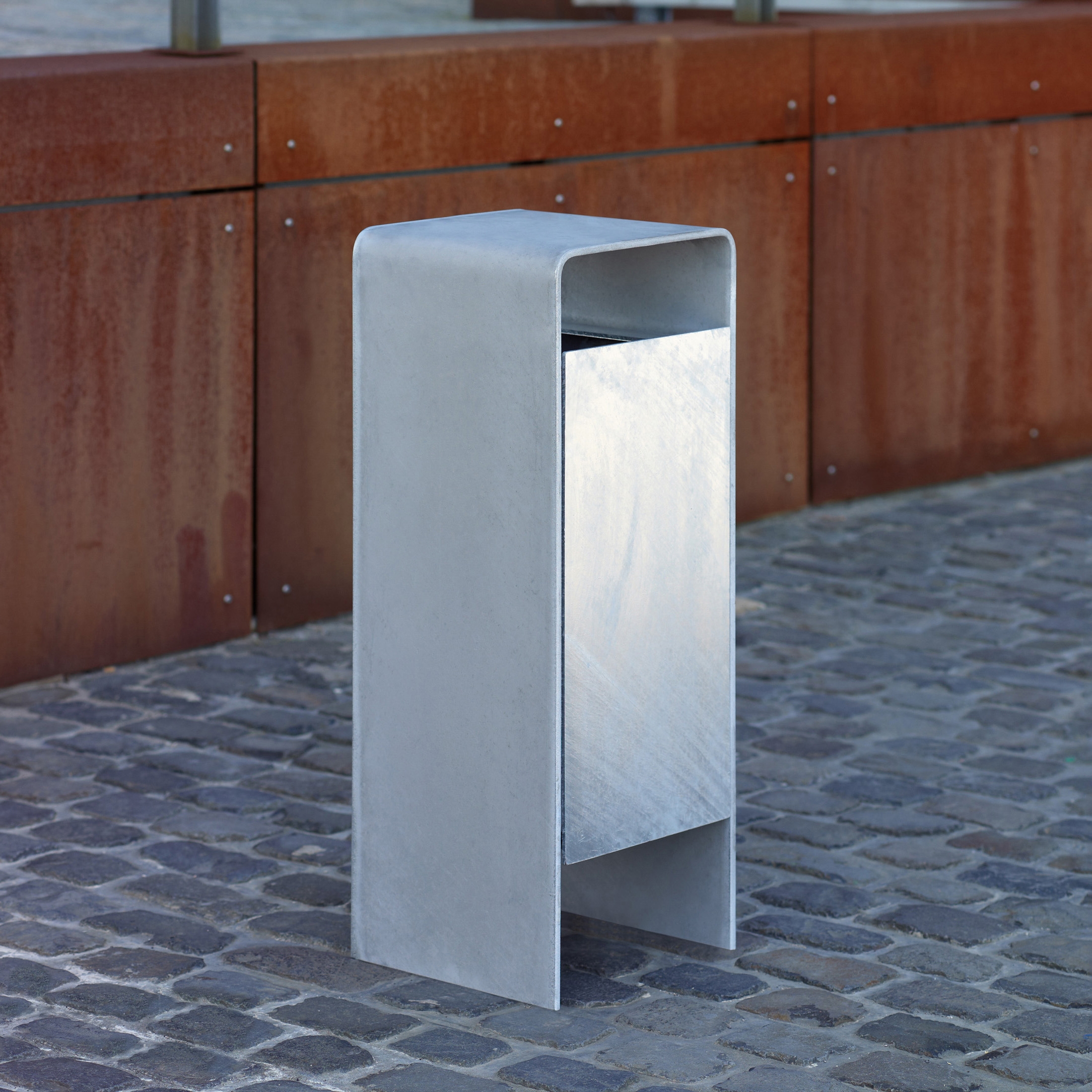 Versio corpus Litter bin, galvanized, 50 L incl. ashtray