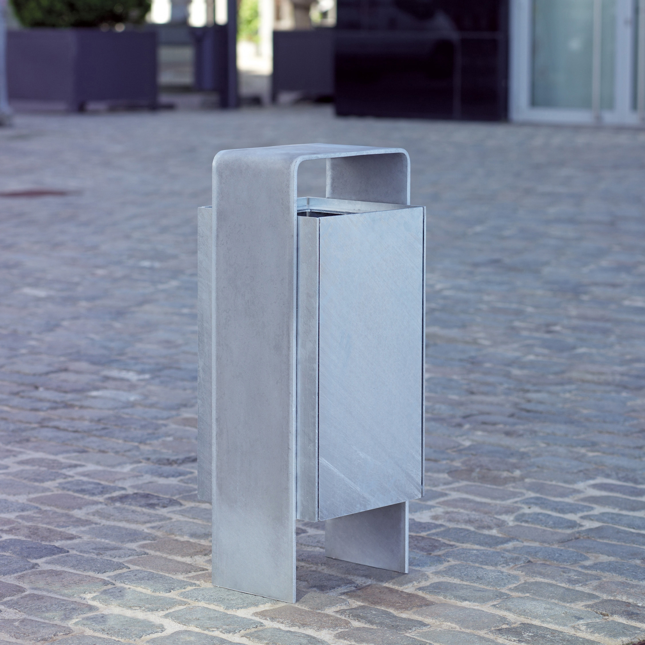 Versio levis Litter bin, galvanized, 50 L incl. ashtray