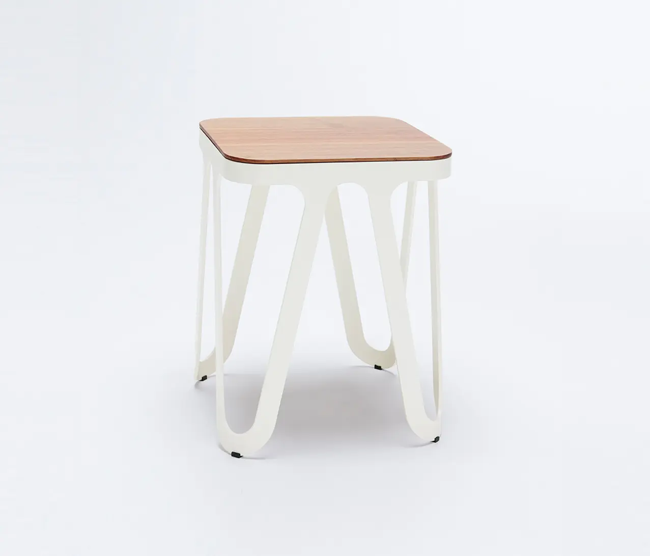 NEO/CRAFT - Loop Stool Wood - cream white/ walnut