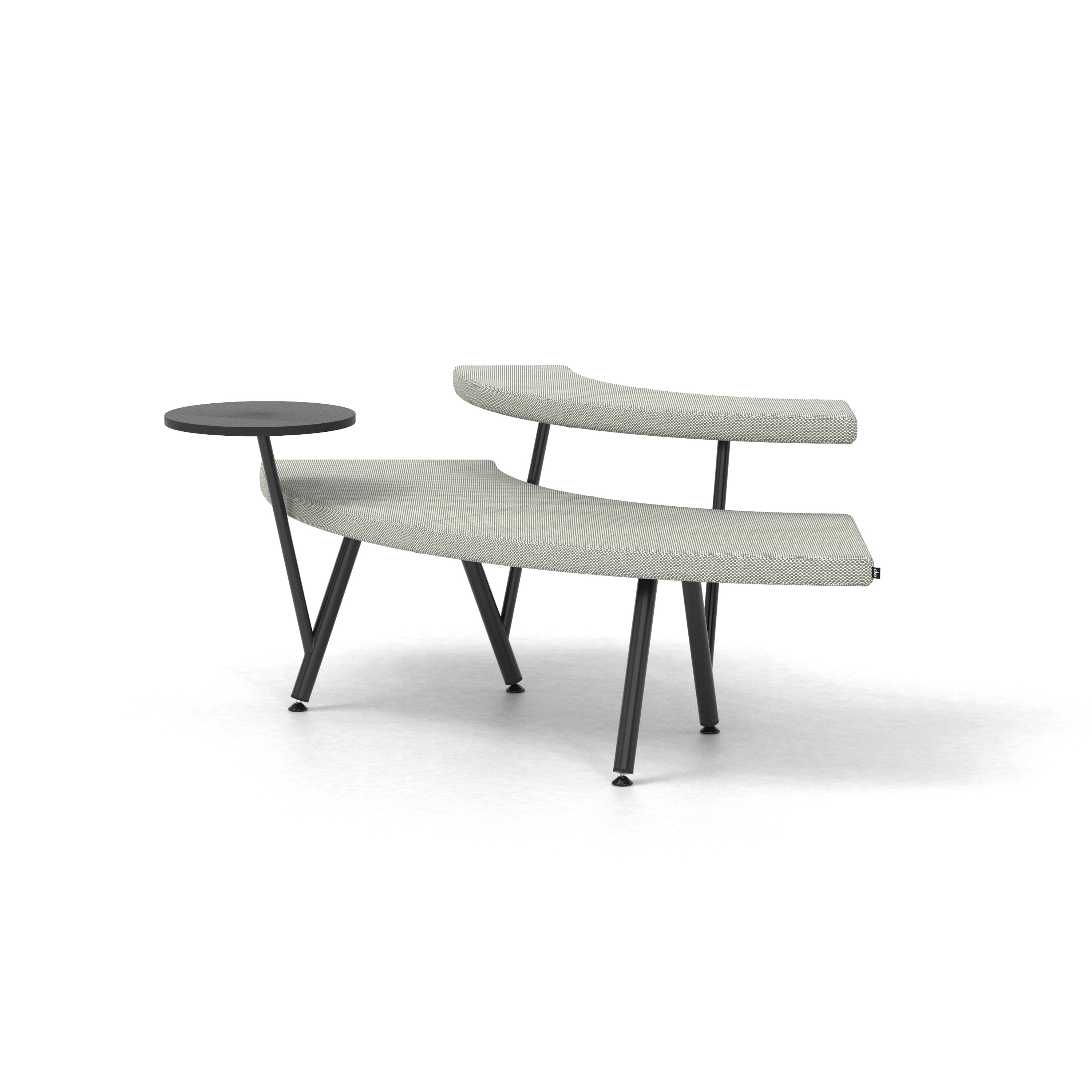 Display product Autobahn, 90˚ Curved seat with floating table from manufacturer Derlot