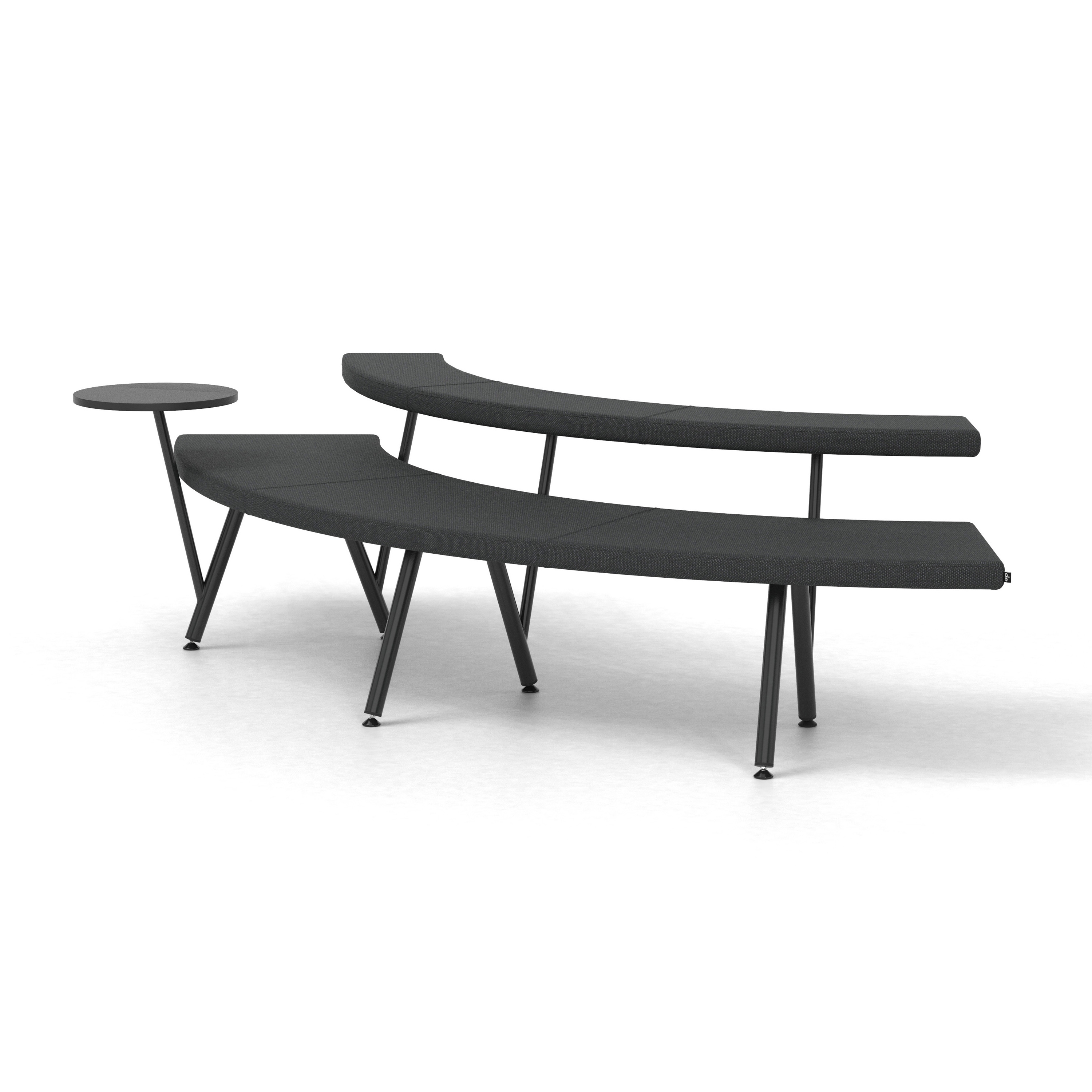 Display product Autobahn, 90˚ Curved seat with floating table from manufacturer Derlot