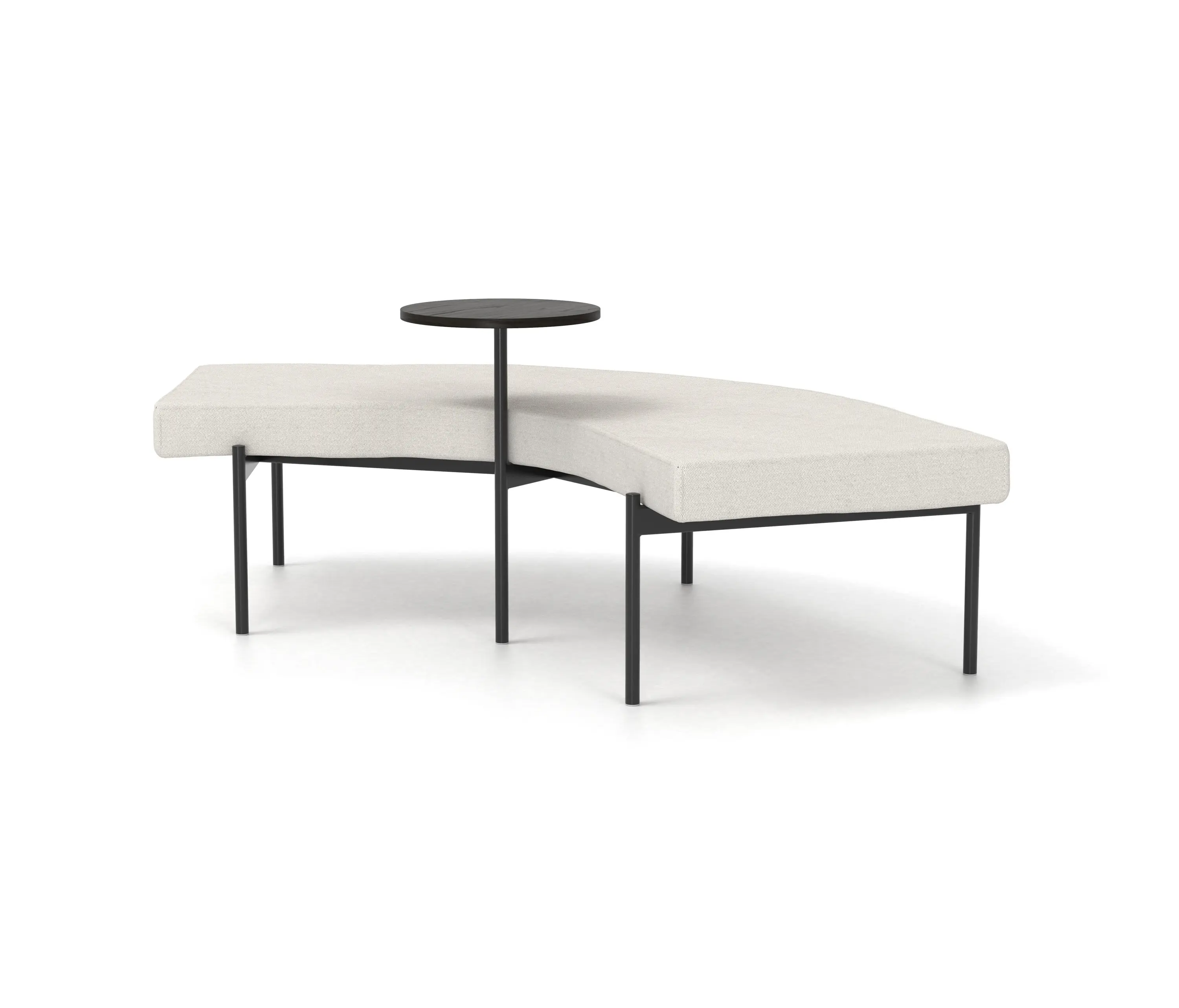 Derlot - Crescent, 72˚ Curved bench with floating table