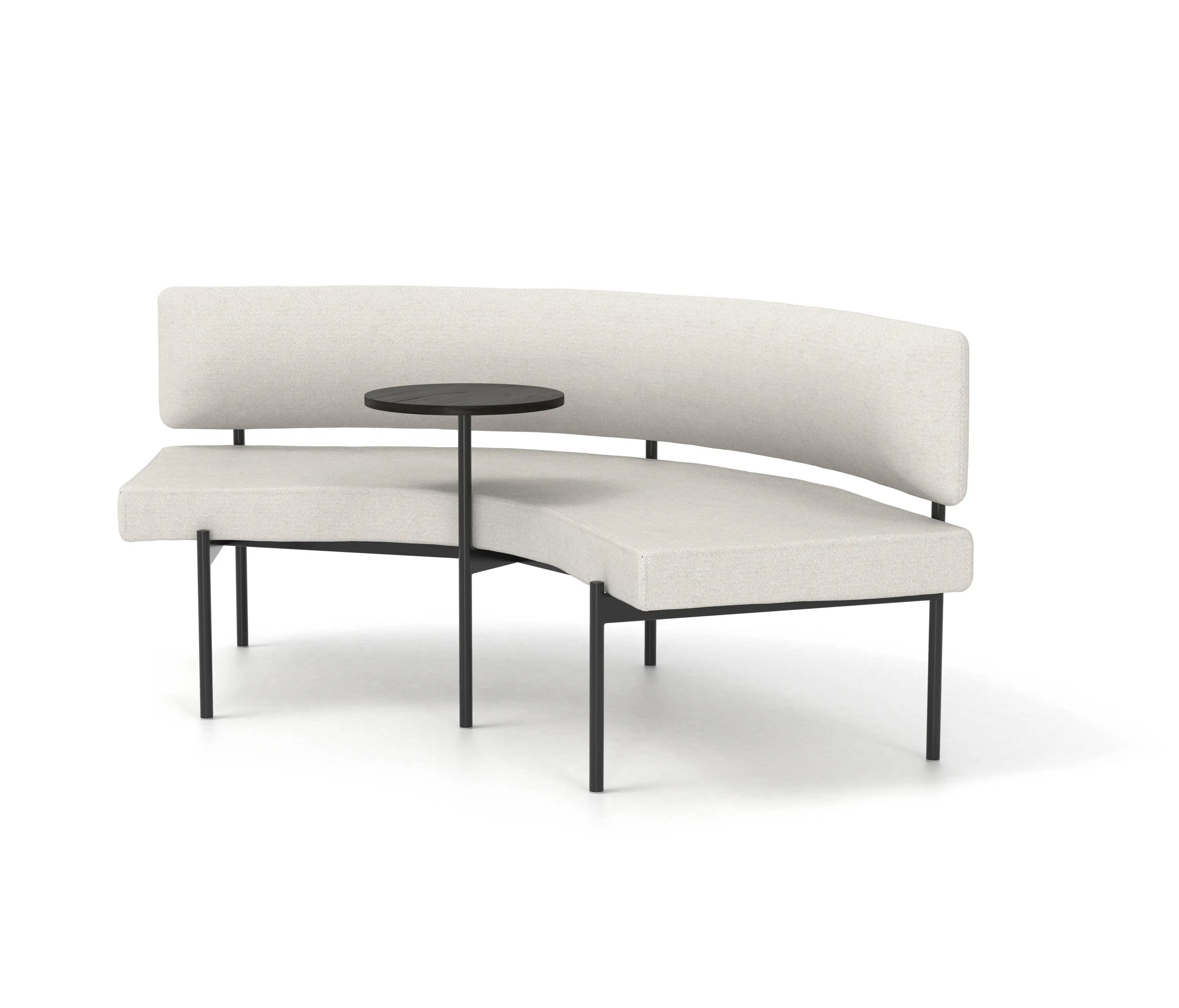 Derlot - Crescent, 72˚ Mid-back curved bench with floating table