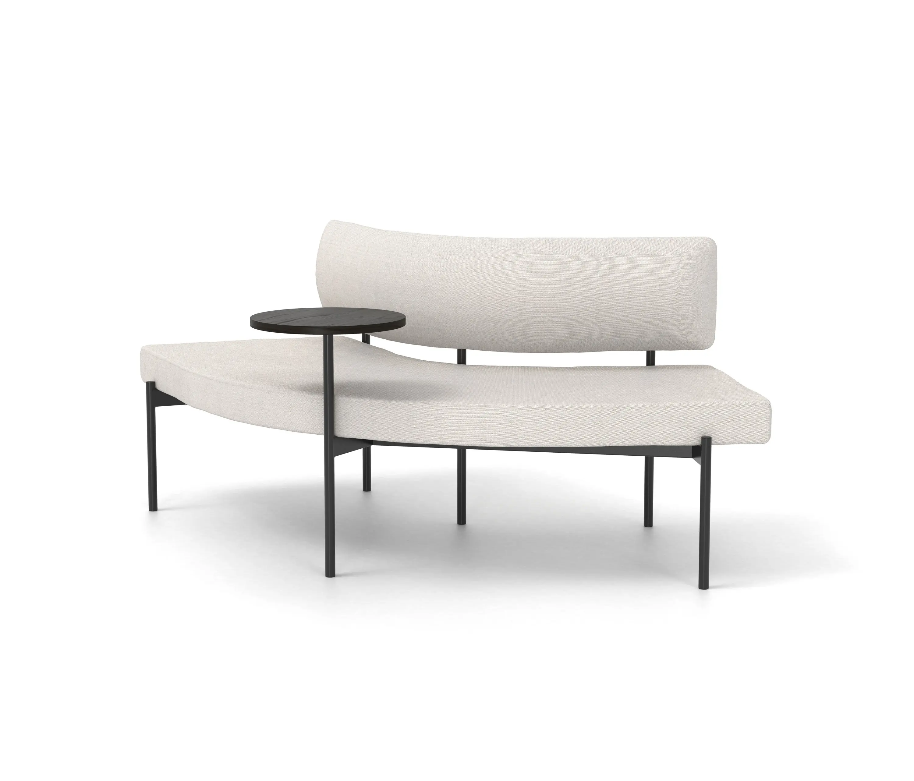 Derlot - Crescent, 72˚ Mid-back curved bench with floating table