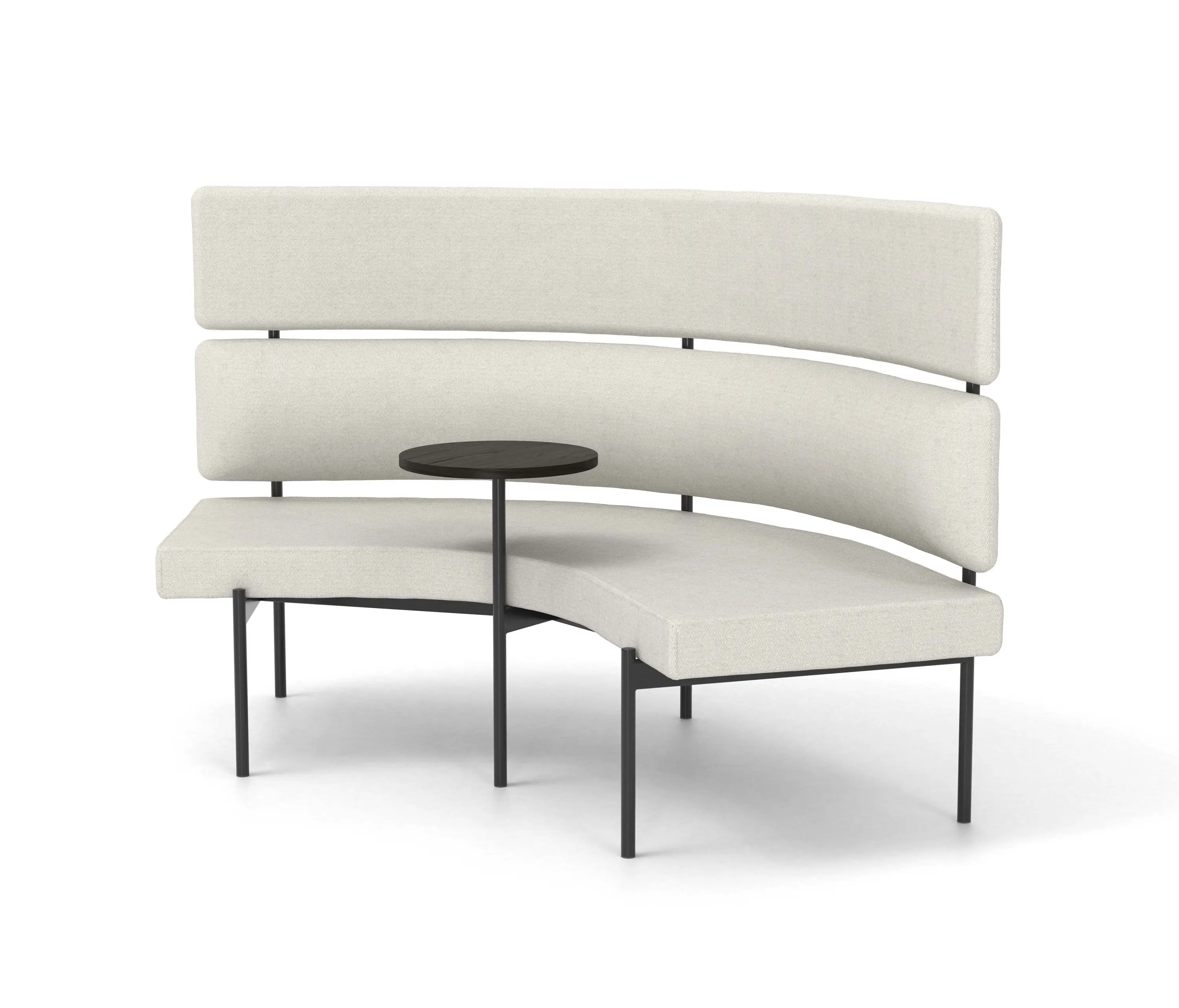 Derlot - Crescent, 72˚ High-back curved bench with floating table