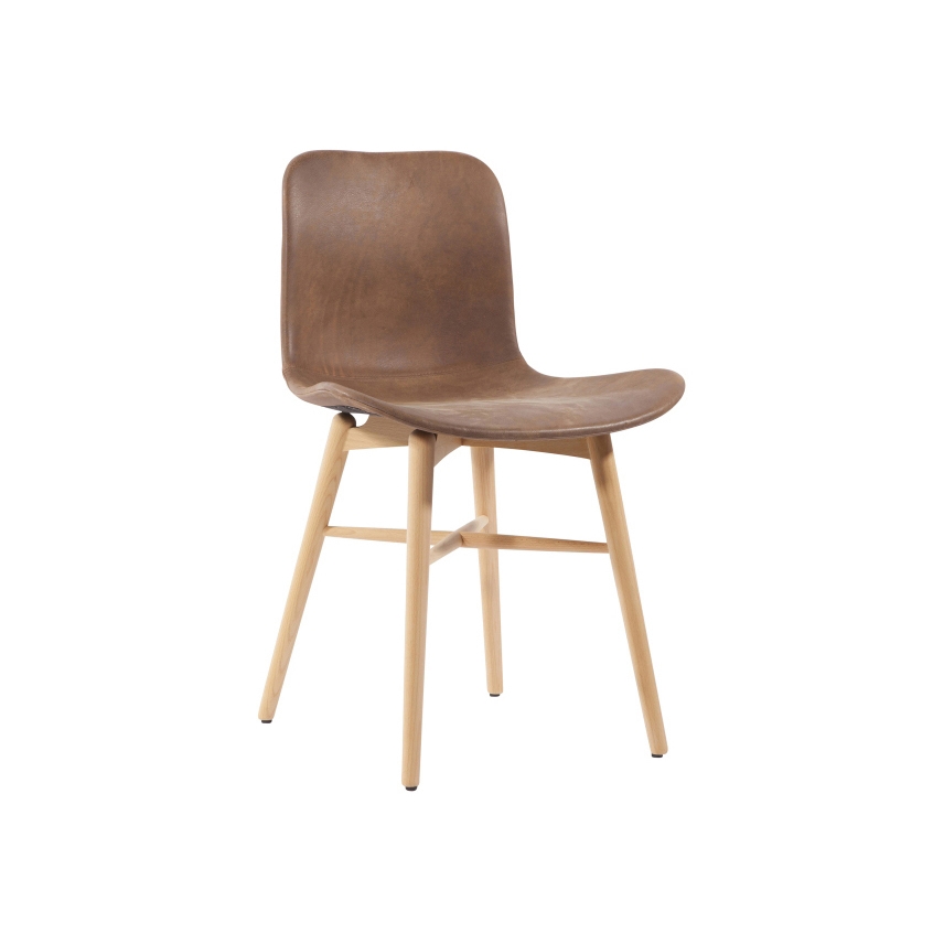 Langue Original Dining Chair, Natural /  Tempur Leather Curio Brown 4001