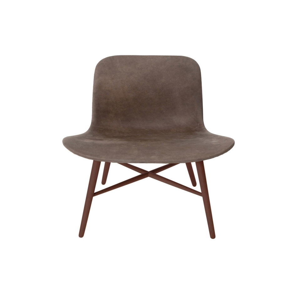 Display product Langue Original Lounge Chair, Dark Stained / Tempur Leather Carbon Brown 4004 from manufacturer NORR11