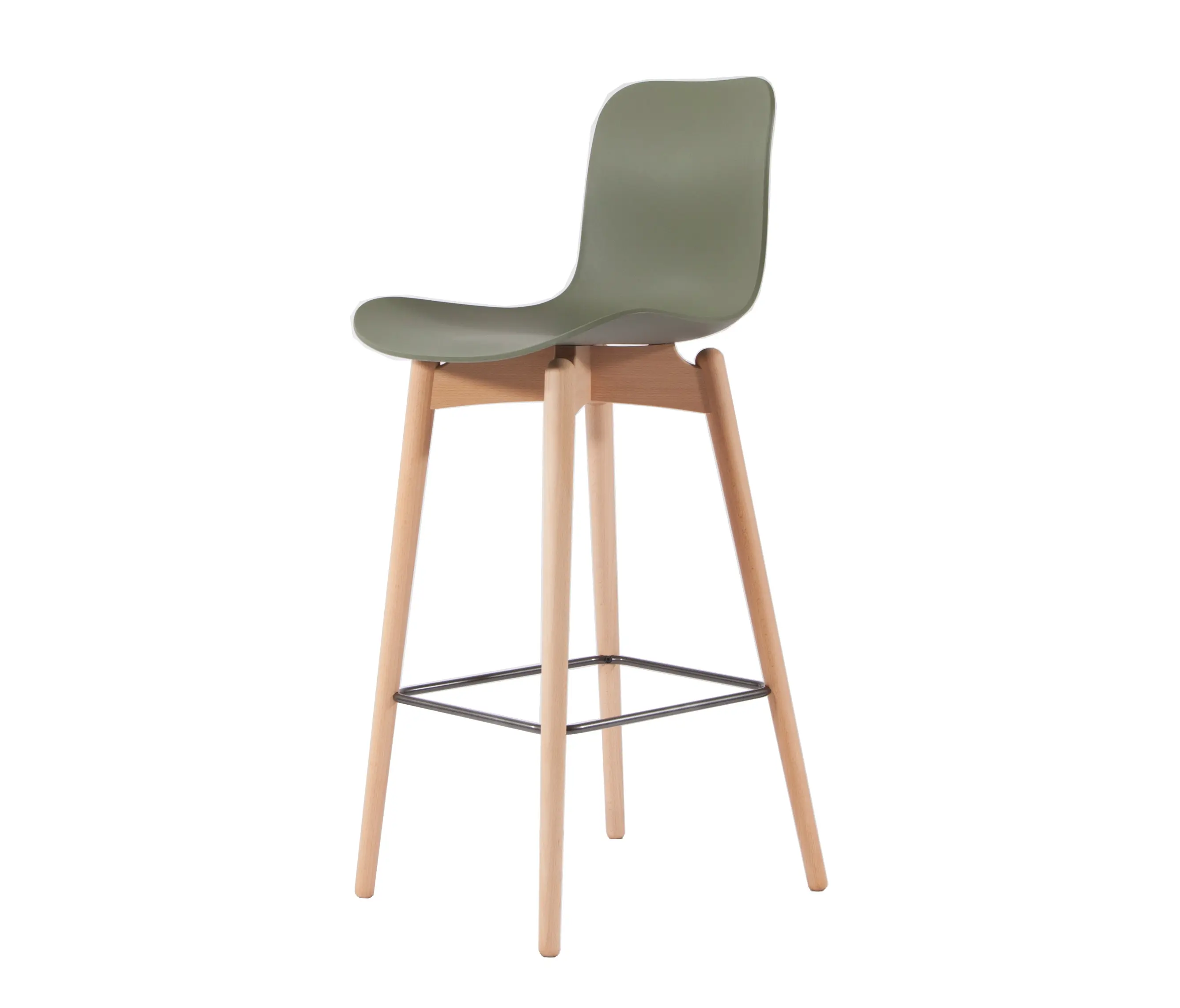 NORR11 - Langue Bar Chair, Natural / Moss Green
