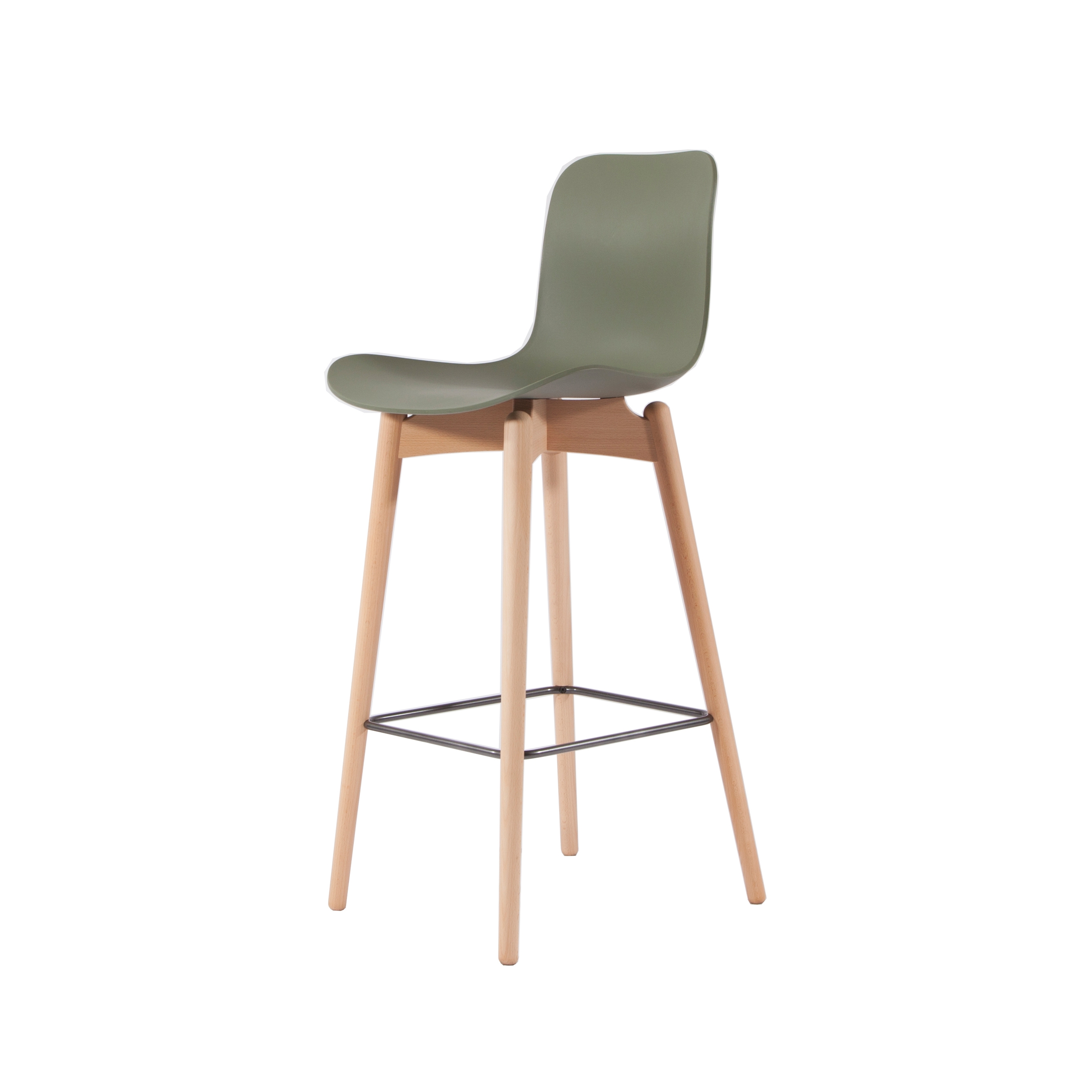 Langue Bar Chair, Natural / Moss Green